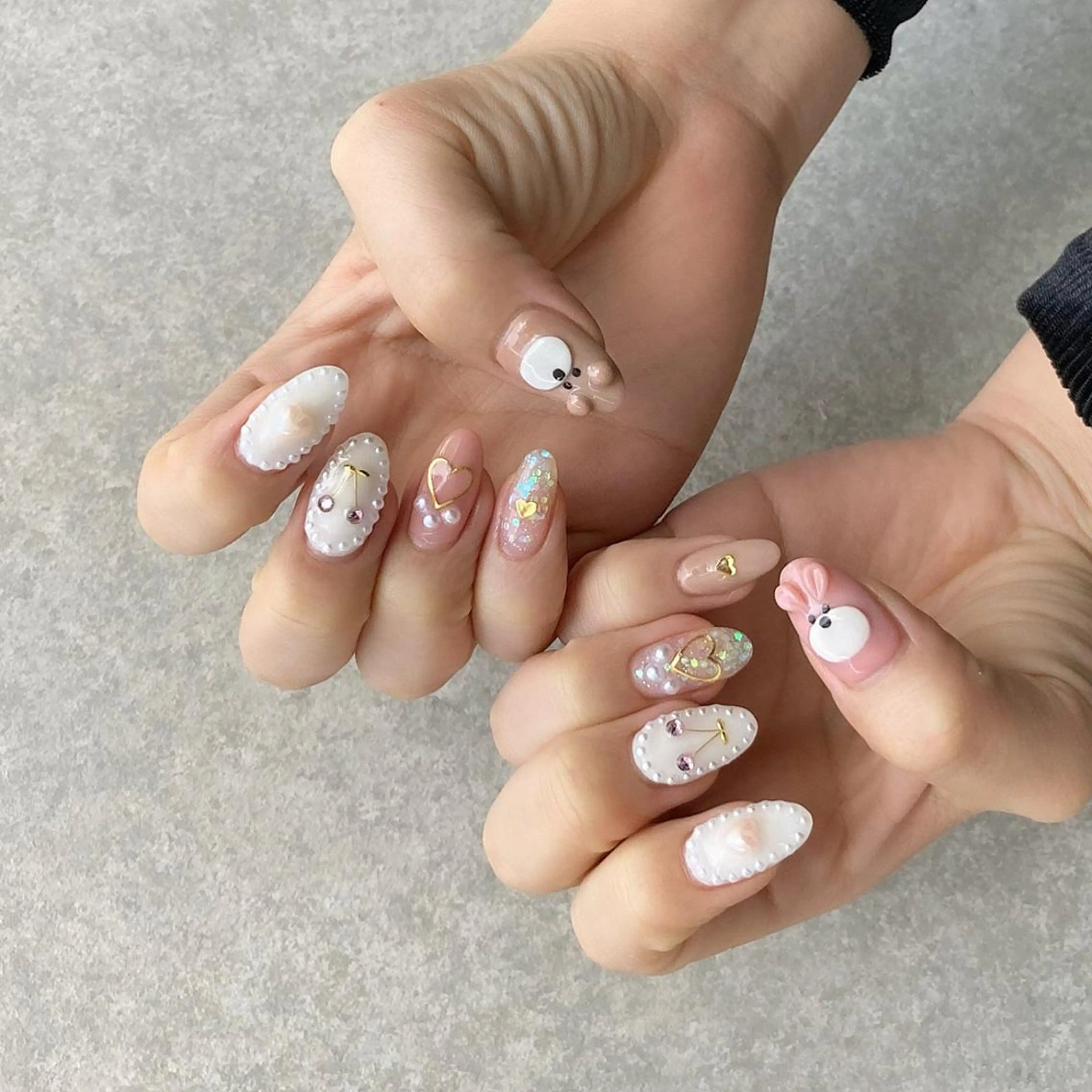 ネイル ハート 持ち込み スカルプネイル ハンドネイル nail salon Soeurのネイルデザイン