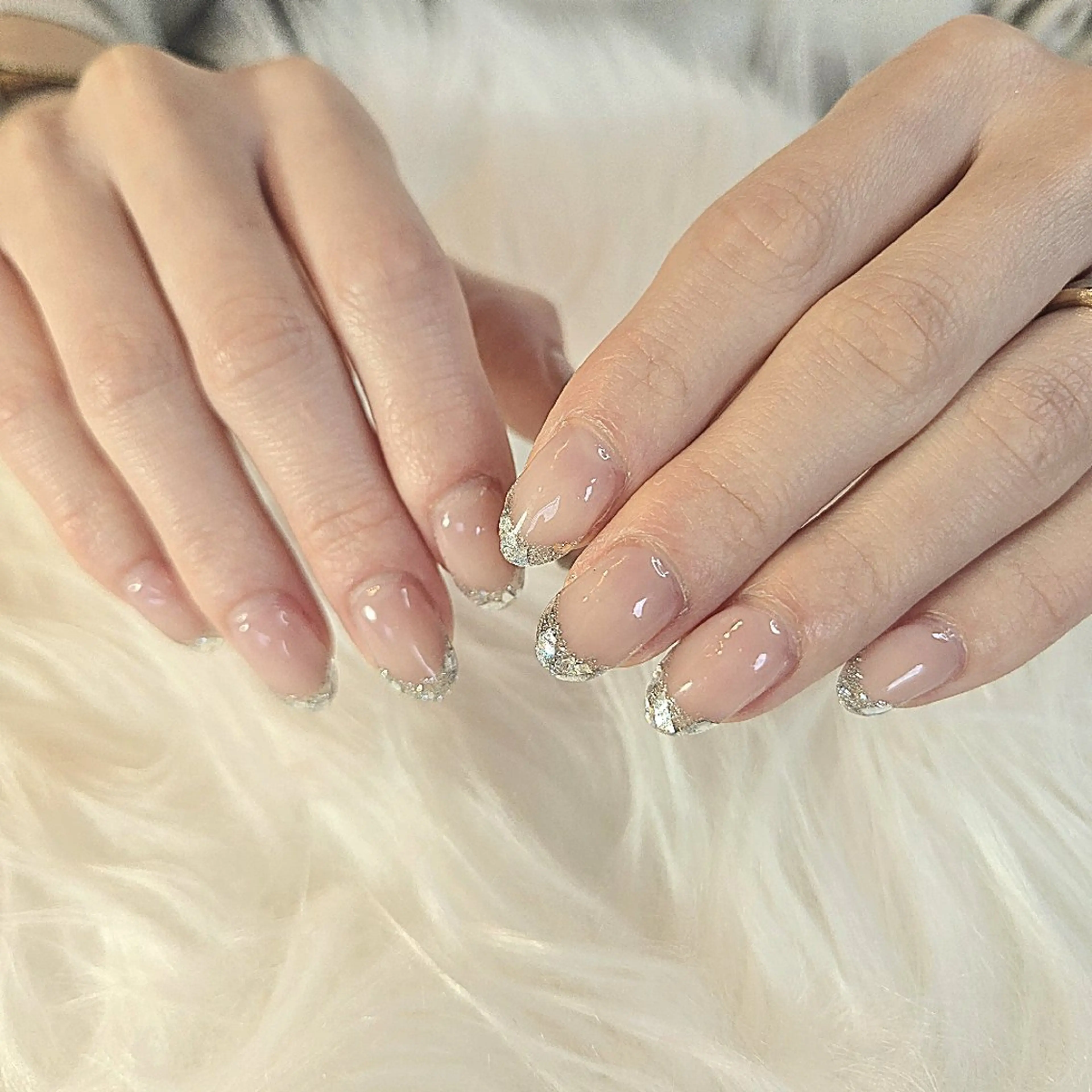 ネイル フレンチネイル ジェルネイル ガラスフレンチ スカルプネイル Nail Allureのネイルデザイン