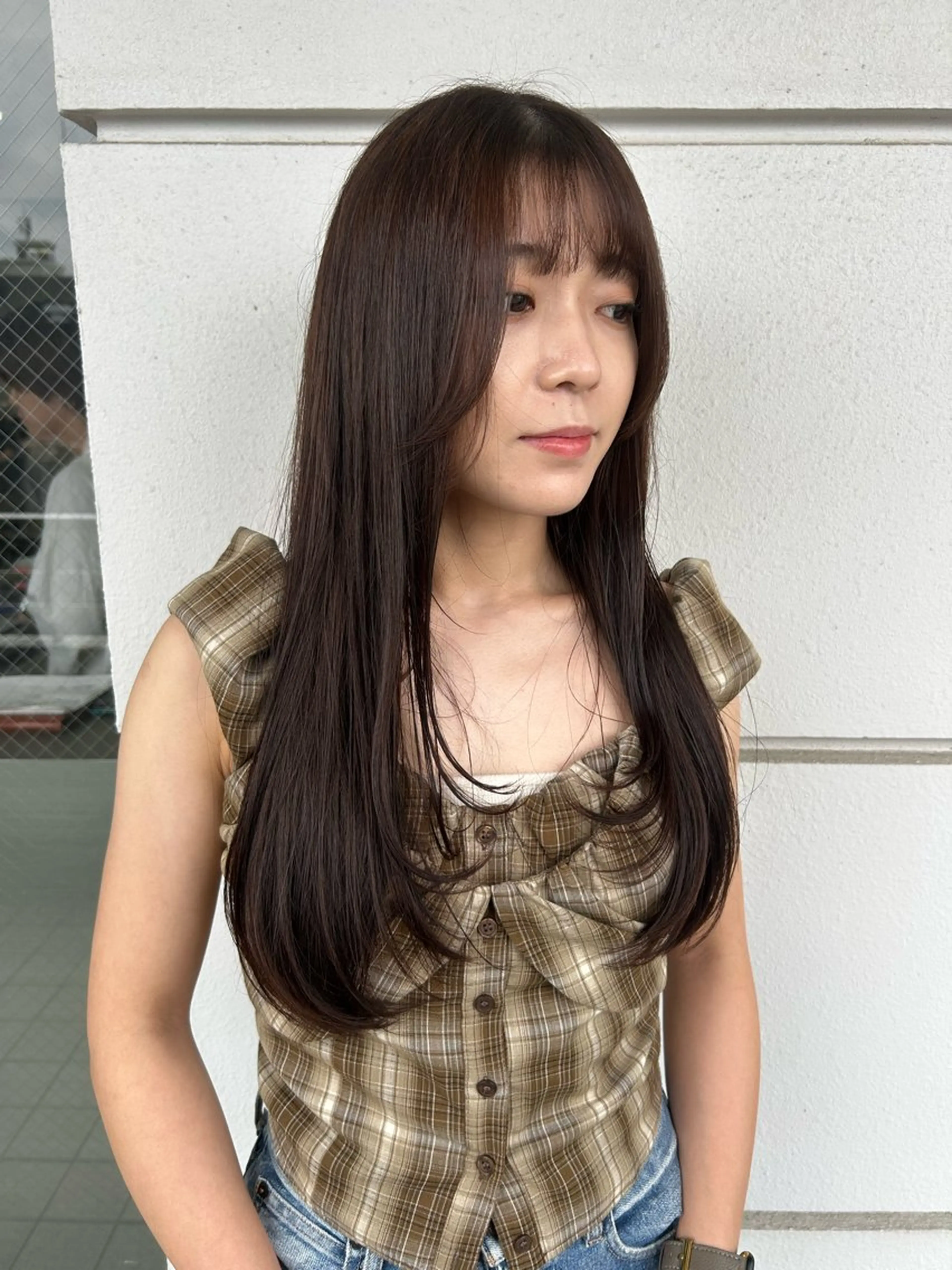 ロング カラー カット ヘアカラー トリートメント 髪質改善×ハイトーン レイヤー天神美容室のヘアスタイル