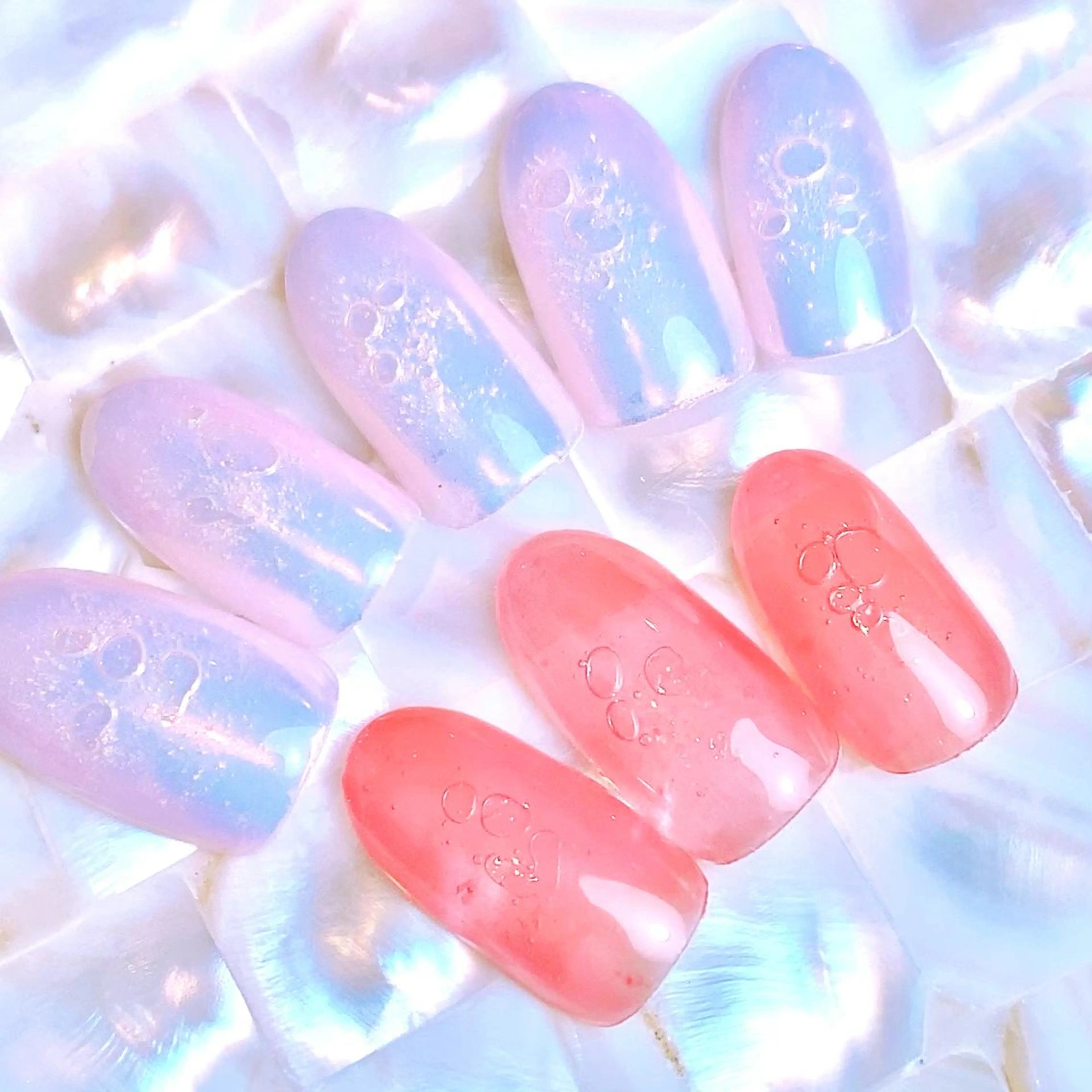 ネイル オーロラネイル クリアネイル ジェルネイル ハードジェル スカルプネイル プライベートサロン Rのネイルデザイン