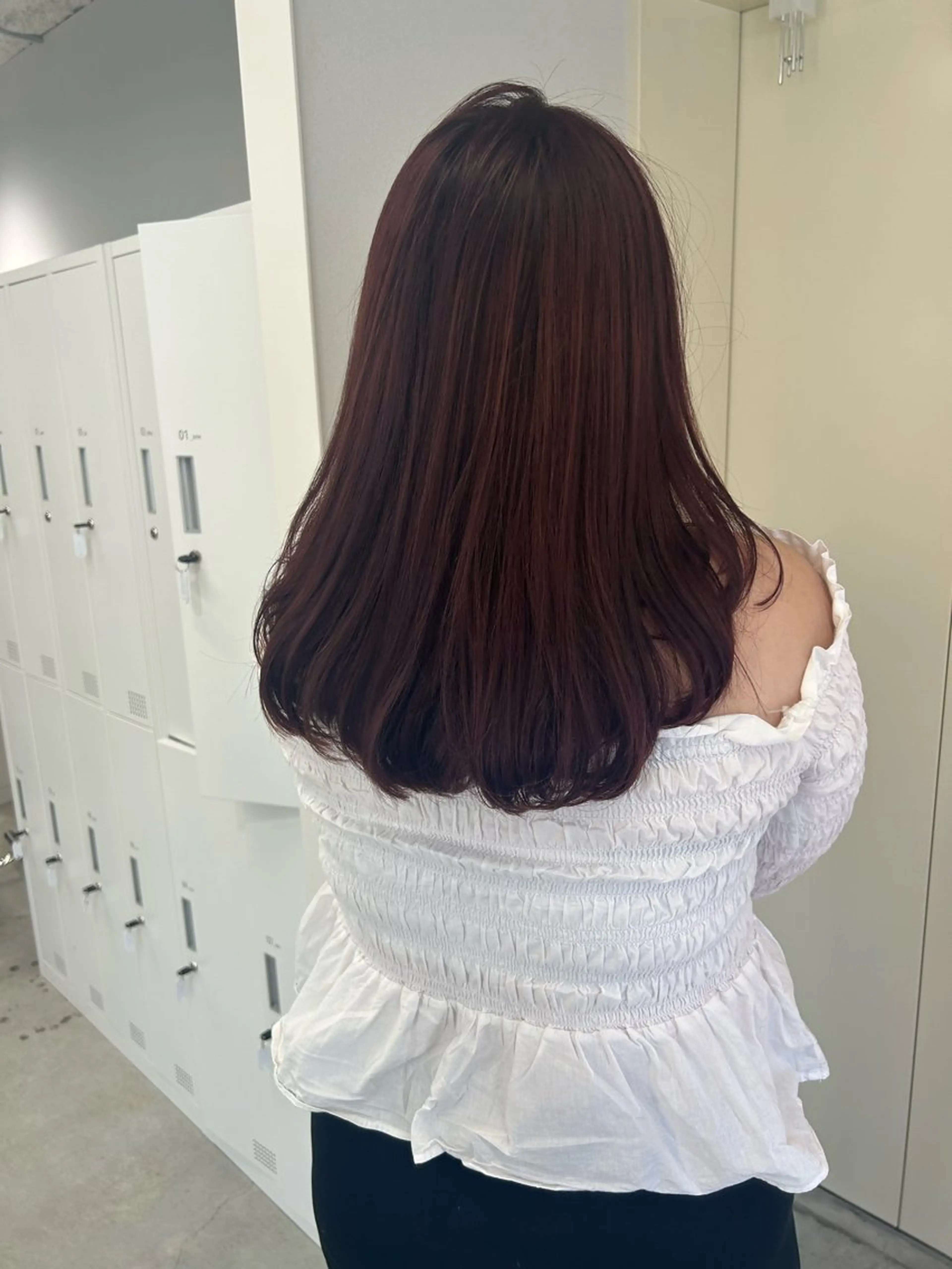 セミロング カラー ブラウンカラー レッドカラー レッドブラウン ヘアカラー トリートメント Gisel みらののヘアスタイル