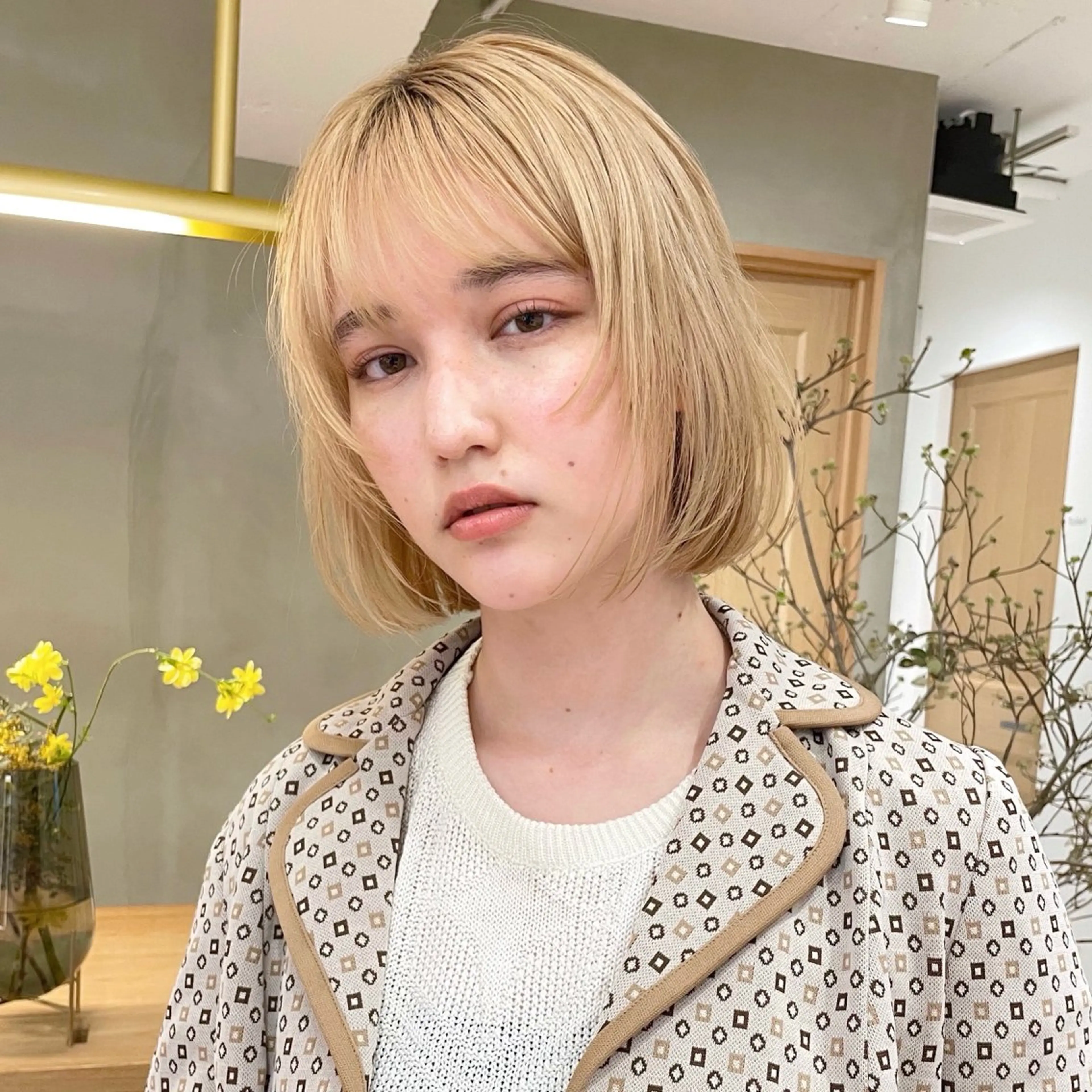 ミディアム カラー ボブ ハッシュカット カット ヘアカラー トリートメント ボブ/縮毛矯正 🌟梅田盛一🌟のヘアスタイル