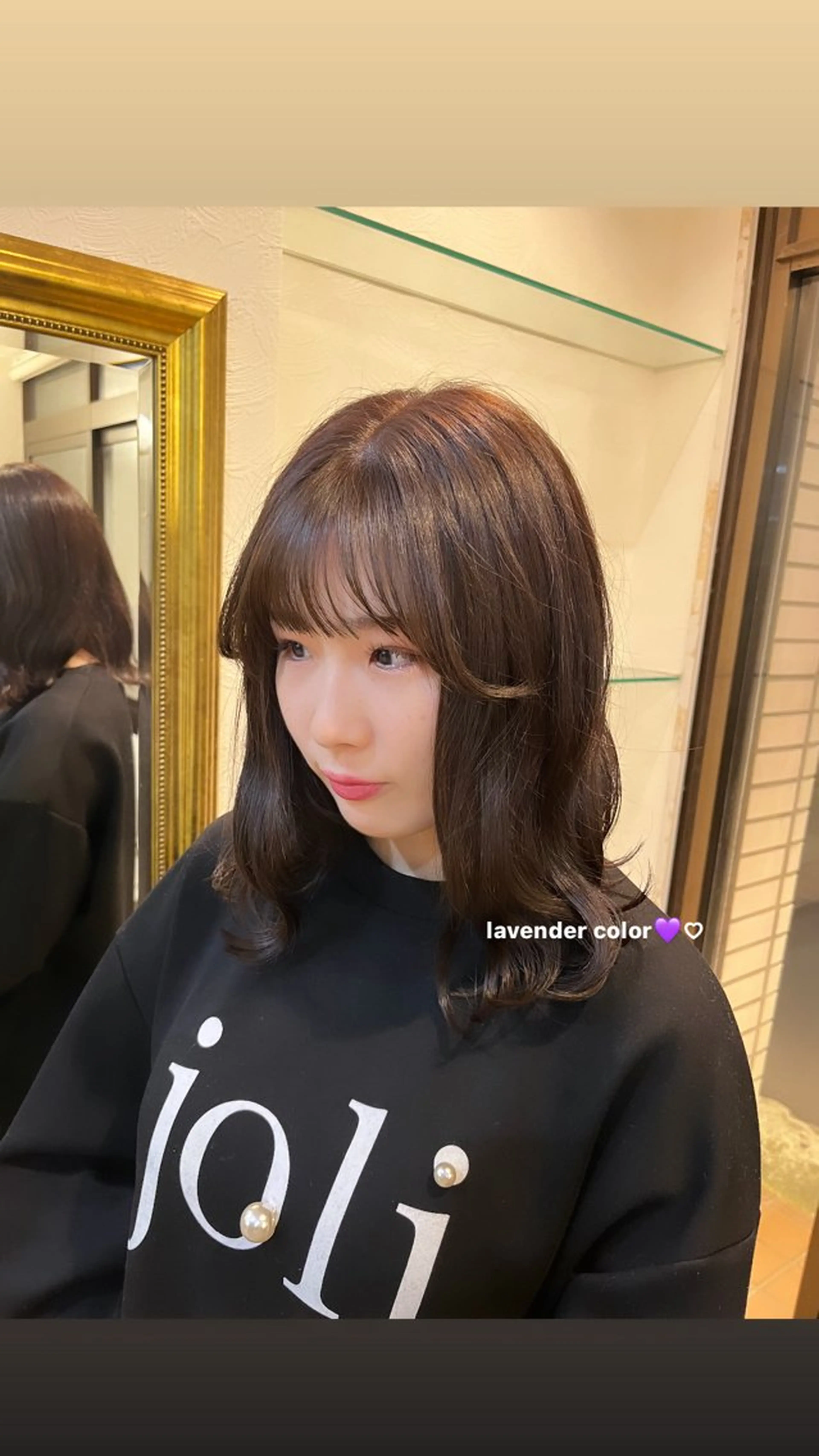 ミディアム カラー ラベンダーカラー カット ヘアカラー 顔周りカット/ 似合わせ/momo/のヘアスタイル