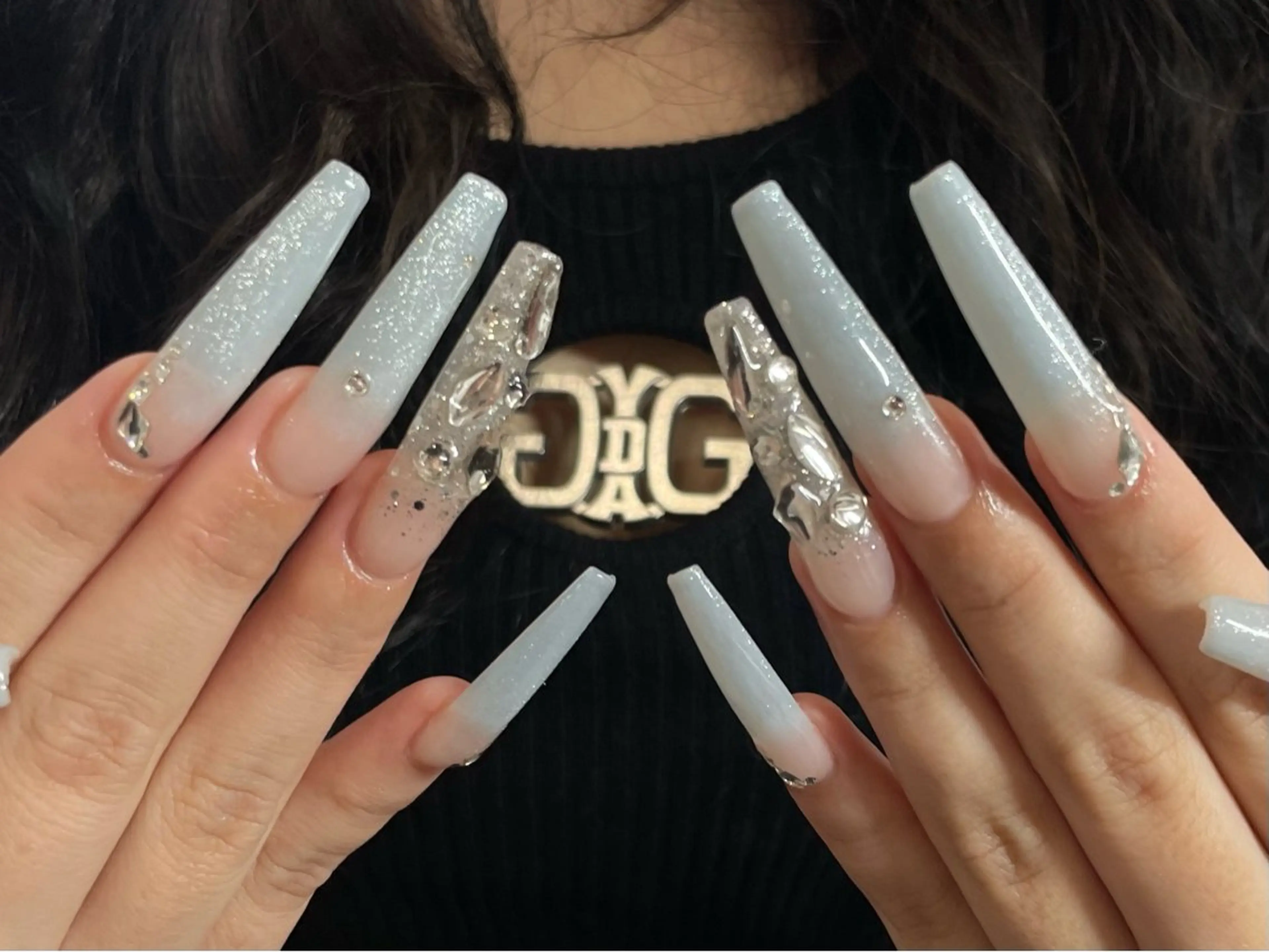 ネイル ロングネイル ハンドネイル IROHA NAIL Kurumi🪽🫧のネイルデザイン