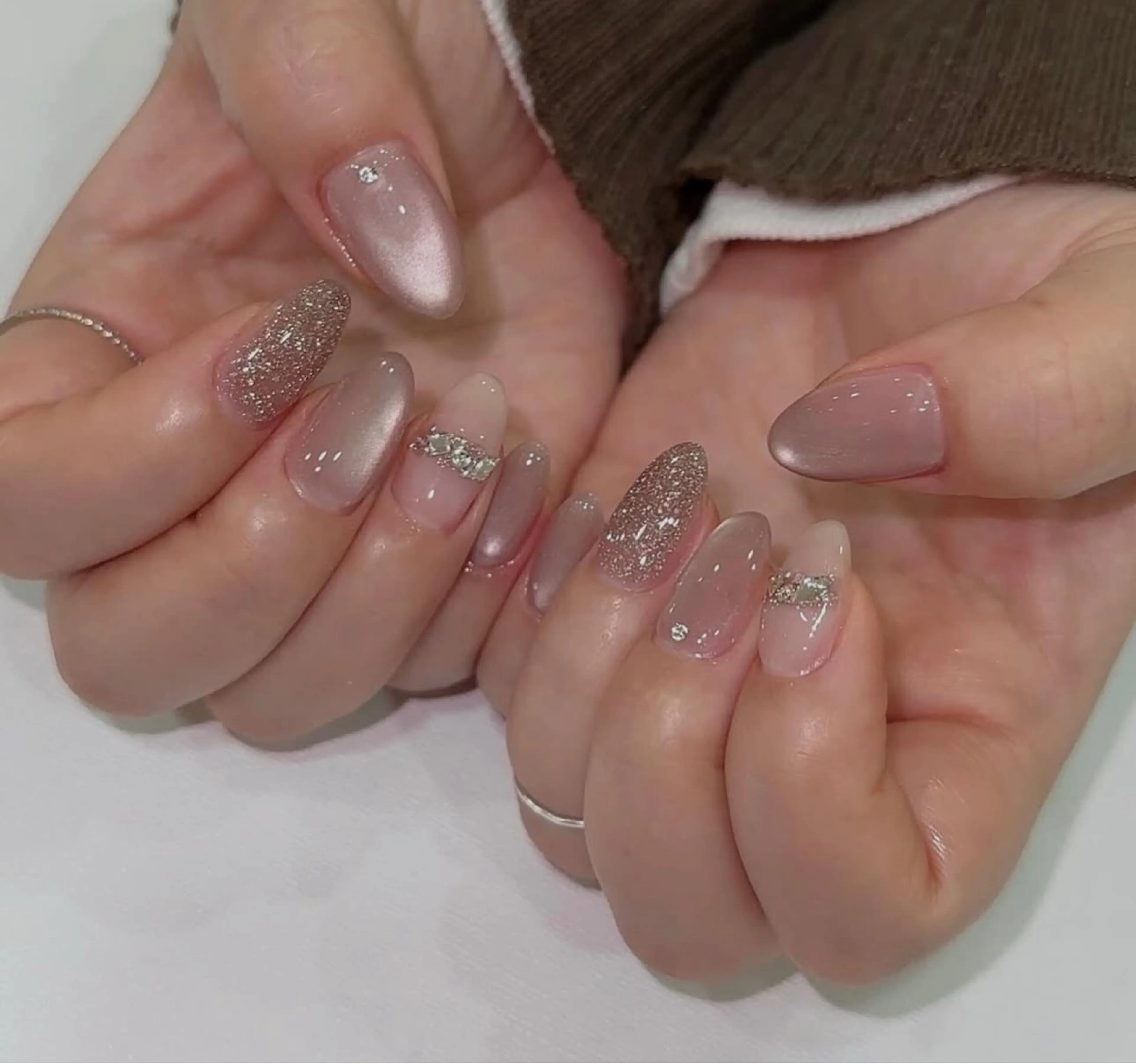 ネイル ハンドネイル 🎀PG🩵 ネイルサロンのネイルデザイン
