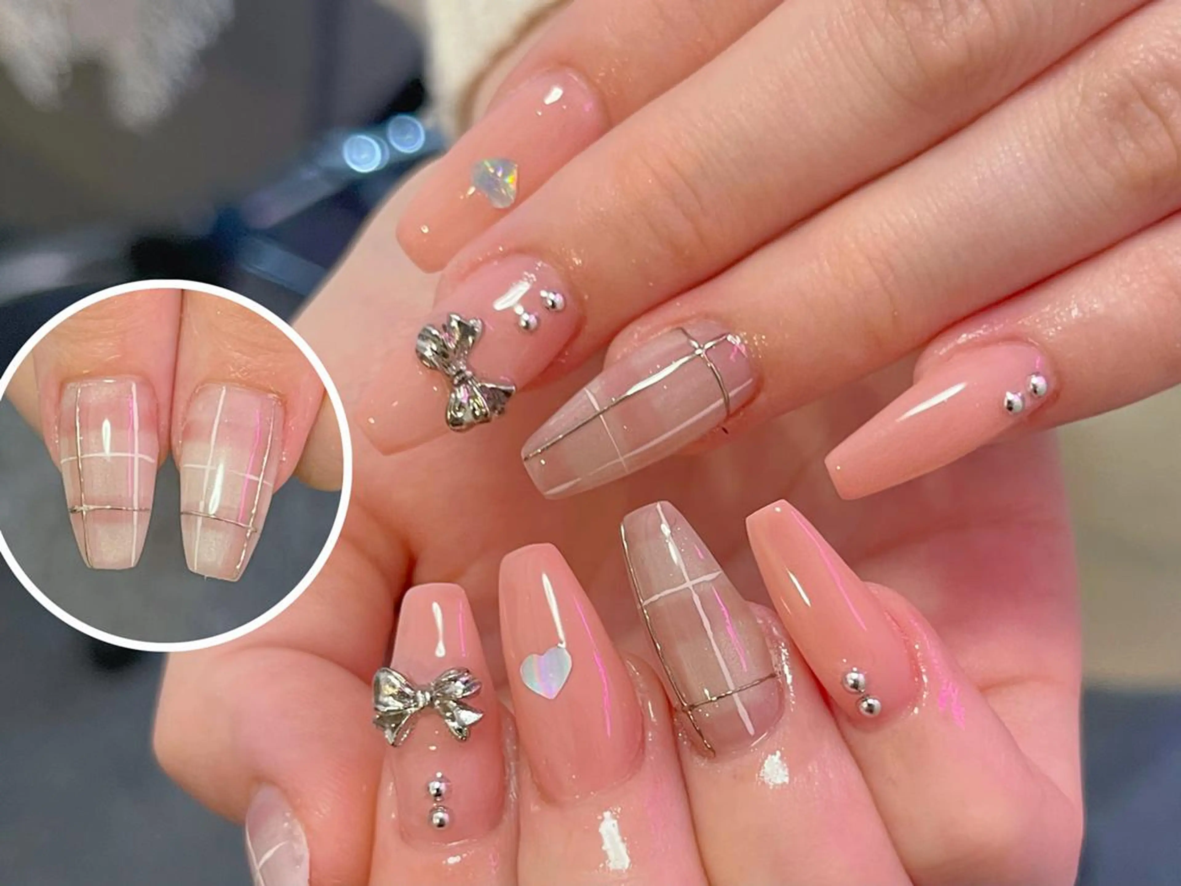 ネイル アートネイル 長さ出し フレンチネイル ジェルネイル キラキラネイル NaMi Belle Nailのネイルデザイン