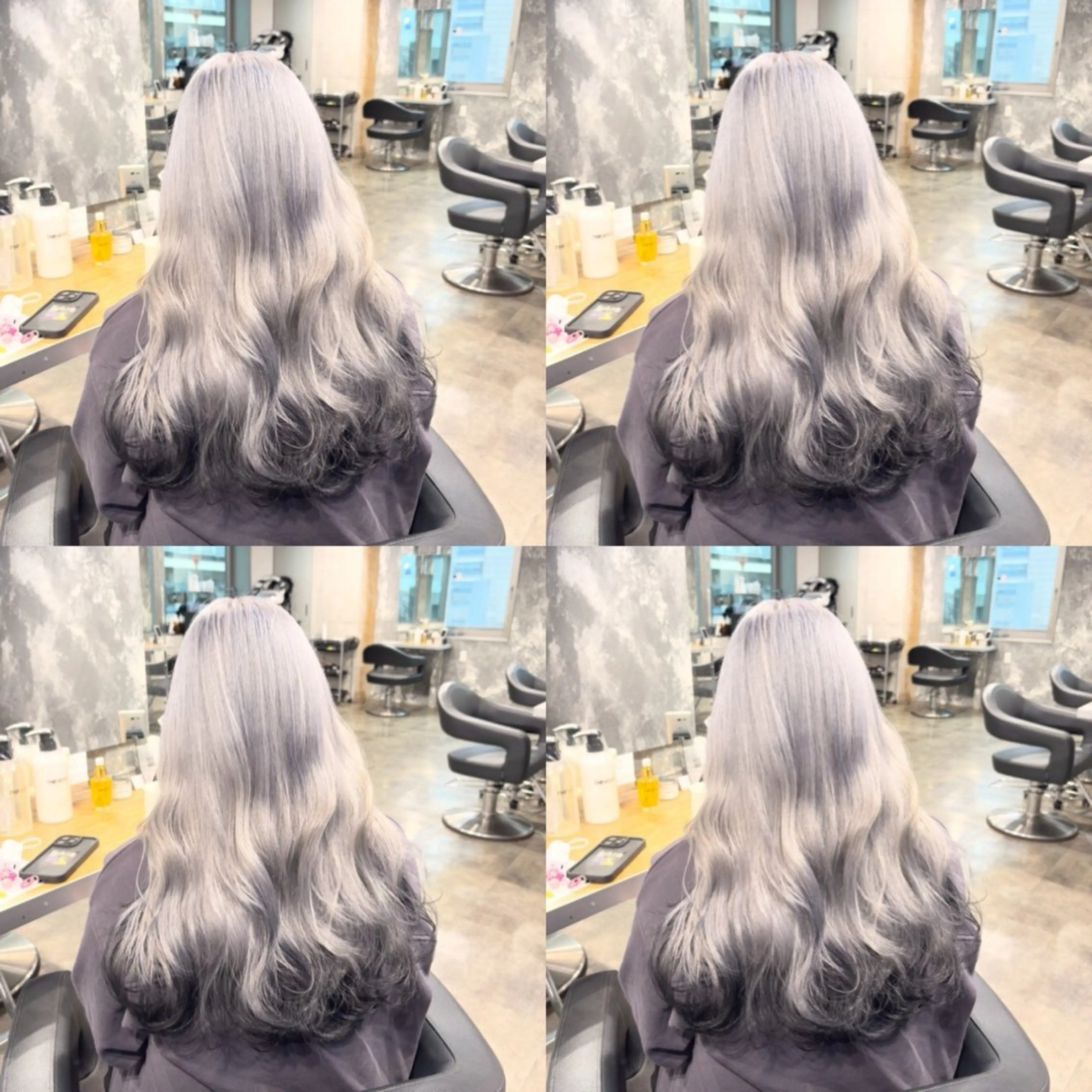 ロング カラー ヘアカラー トリートメント 透明感ベージュ/ レイヤー縮毛矯正のヘアスタイル