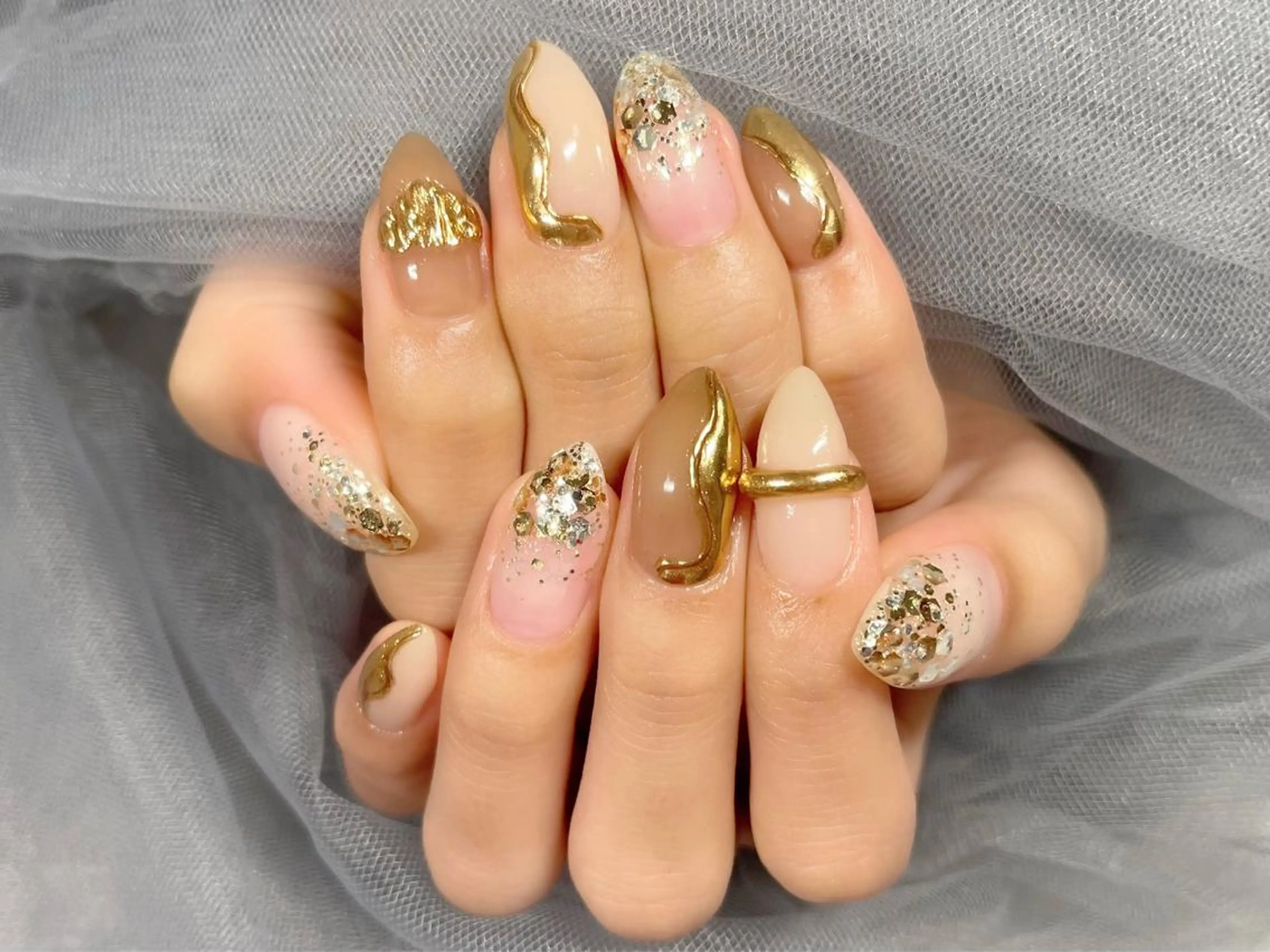 ネイル ブラウン ハンドネイル Nail Salon KURELLYのネイルデザイン