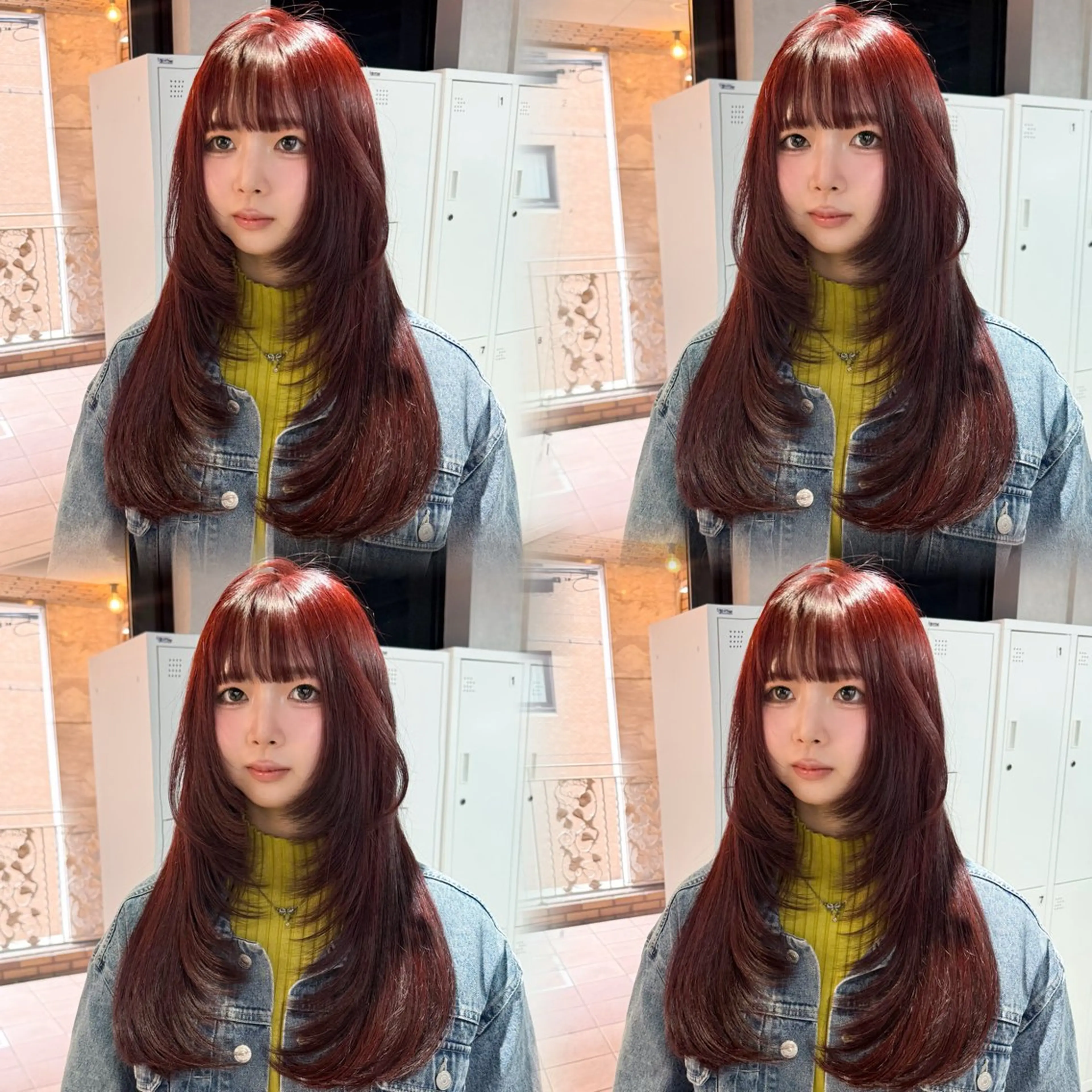 ロング カラー ロングレイヤー レッドカラー レイヤーカット ロング カット 🎀ミルクティー/暖 色×レイヤー/マリアのヘアスタイル