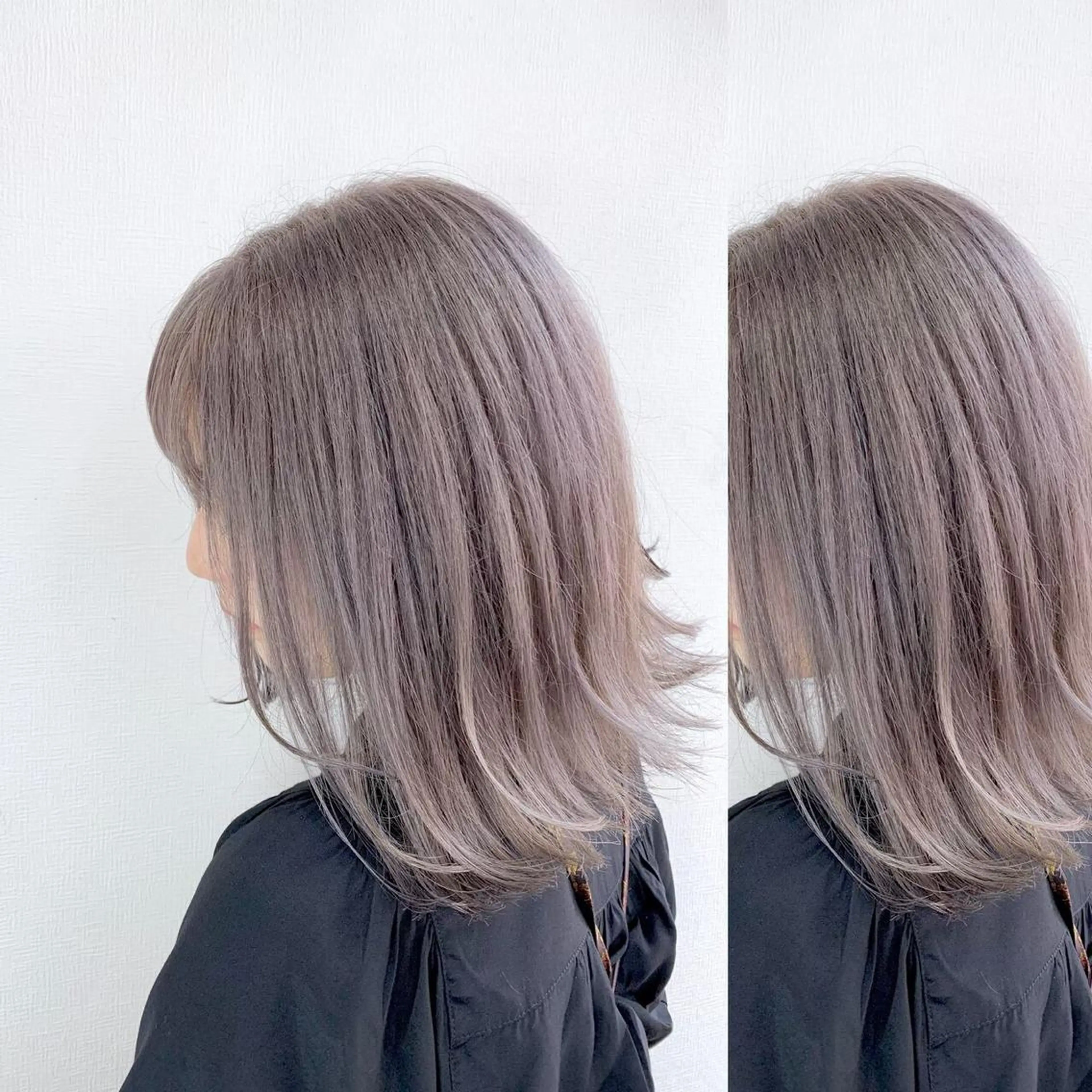 ミディアム カラー JuNブリーチに 縮毛矯正するプロのヘアスタイル