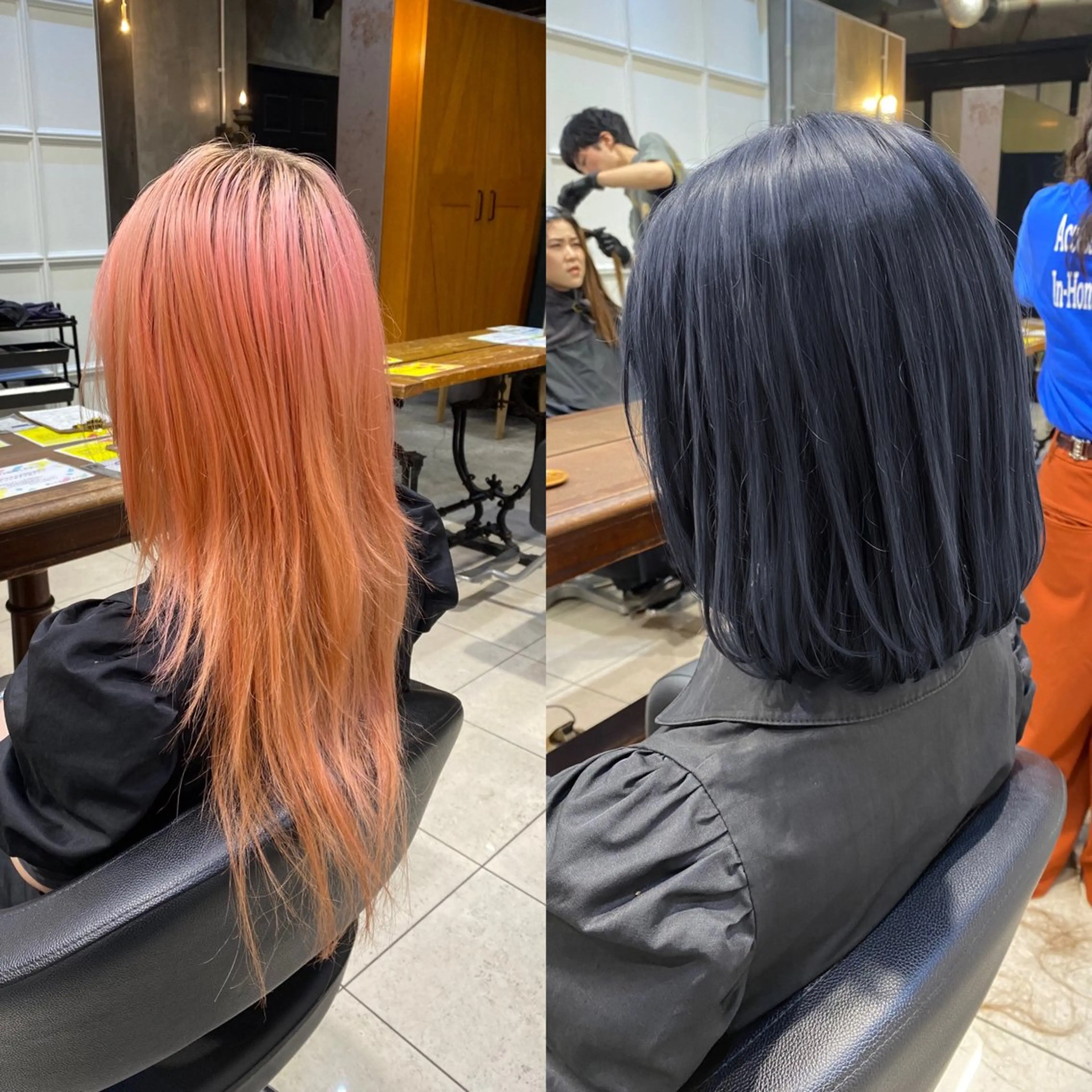 カラー 黒髪 ブルーカラー ブルーブラック ピンクカラー 透明感カラー🌿 グレージュ🐺陽介のヘアスタイル