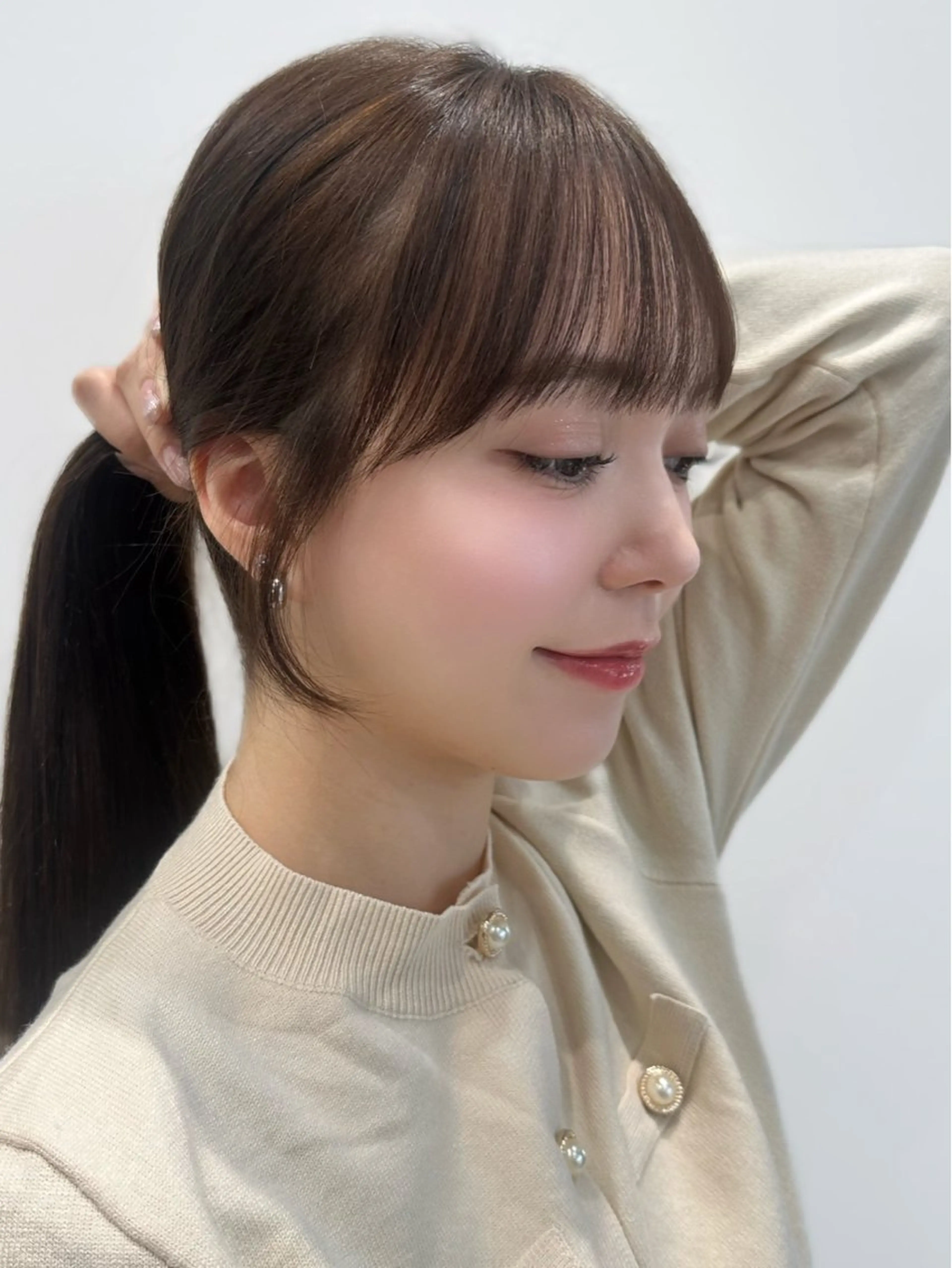 セミロング くびれヘア 顔周りカット 韓国風ヘア レイヤーカット サイドバング カット 韓国くびれヘア 顔まわり新宿/さやかのヘアスタイル