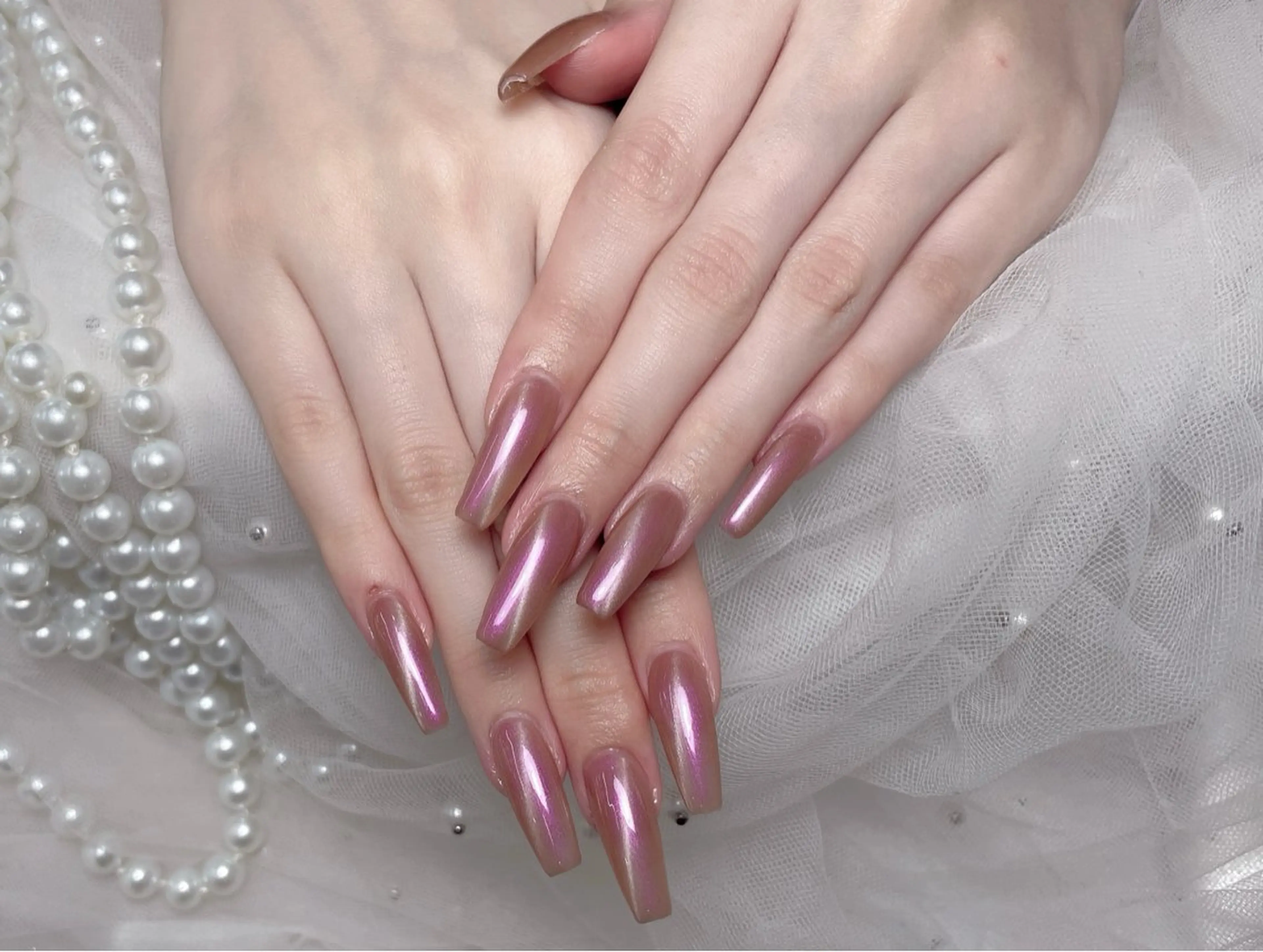 チップスカルプ長さ出し込み、きらきらマグネットワンカラー🩷🩷🩷の写真