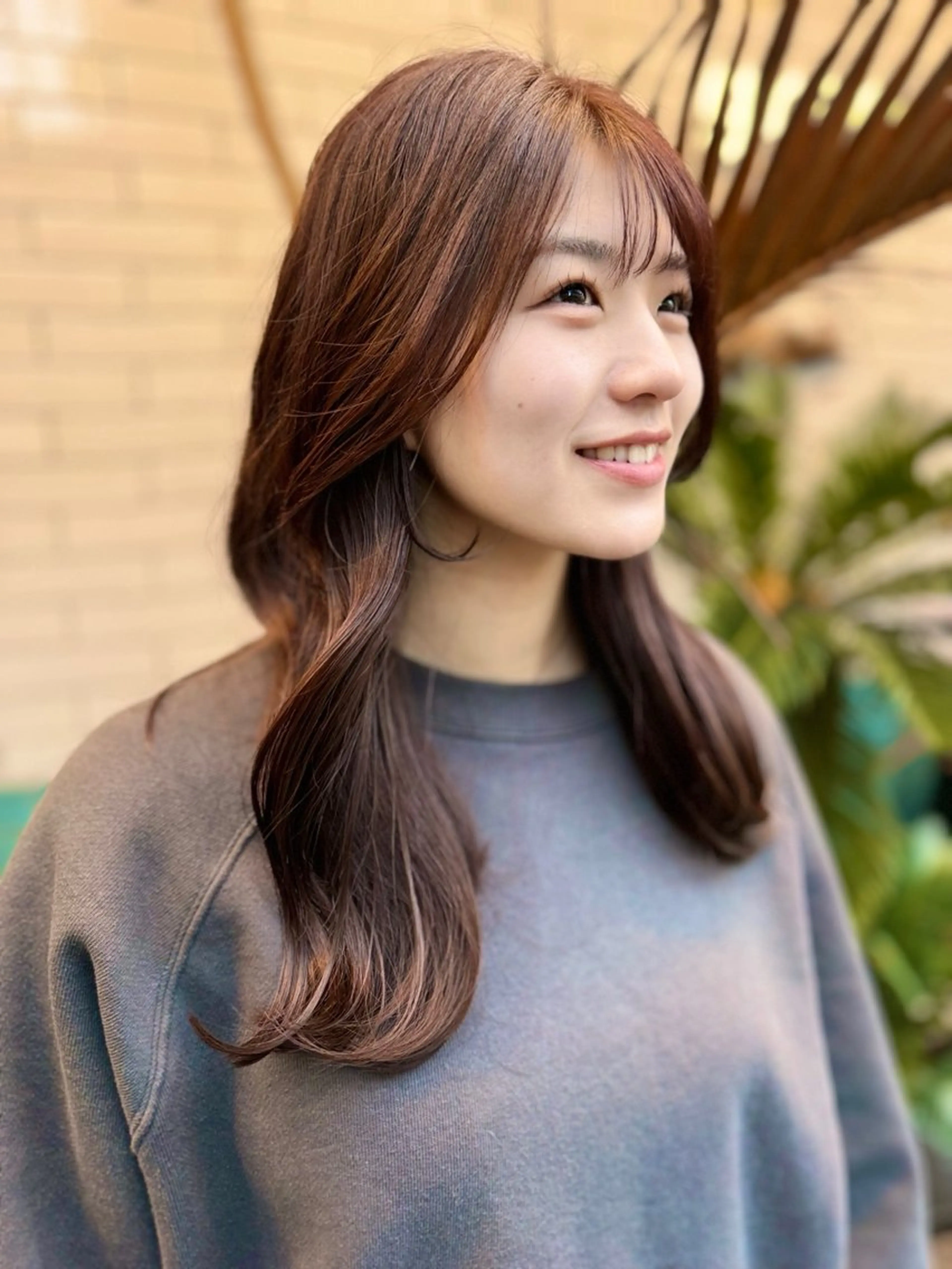 セミロング オレンジブラウン くびれヘア 顔周りカット くびれレイヤー レイヤーカット カット ヘアカラー トリートメント 髪質改善/縮毛矯正 /DAIKIのヘアスタイル