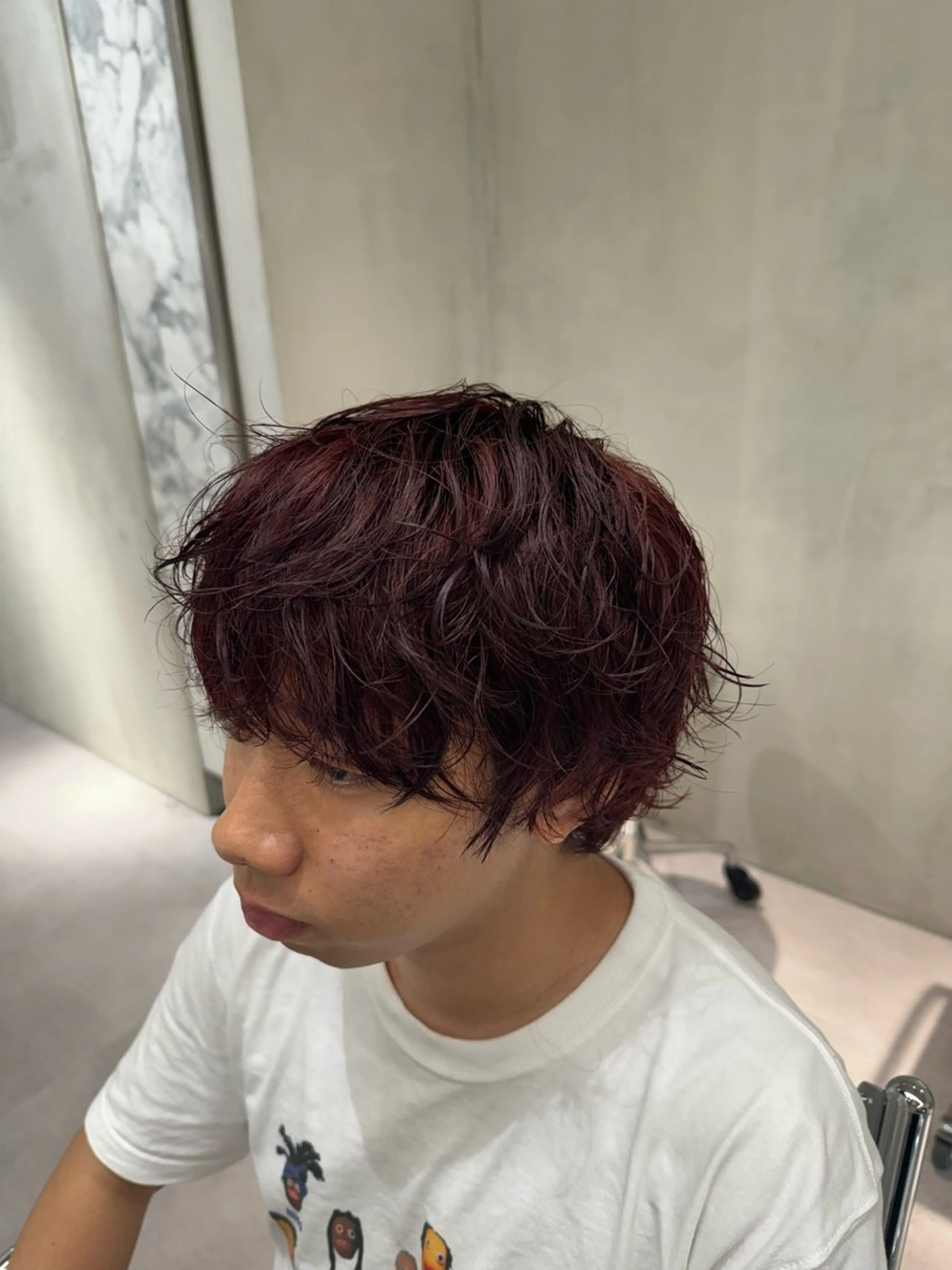 カラー パーマ メンズ レッドカラー ブリーチ/パーマ特化 片平和寿のヘアスタイル