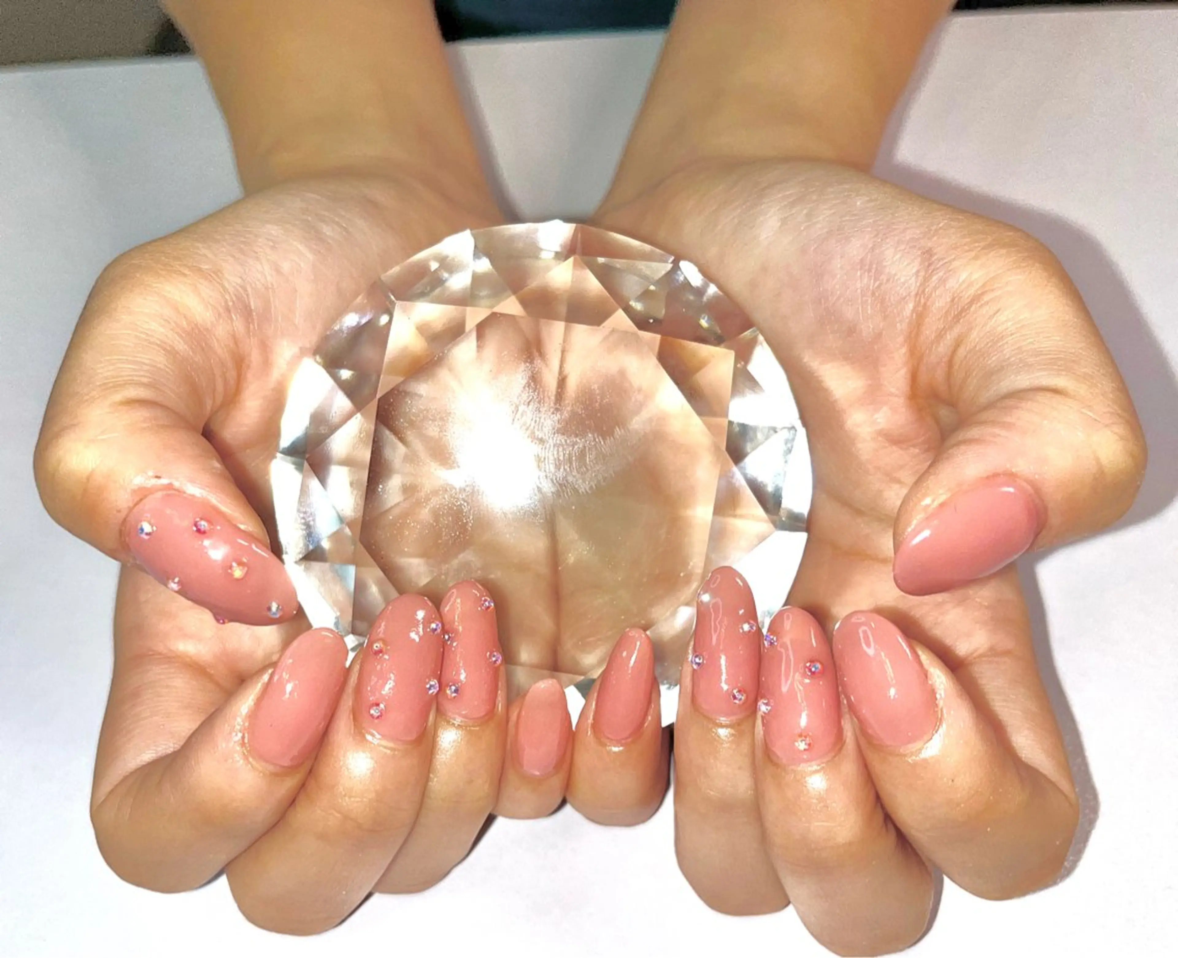 ネイル オフィスネイル ワンカラーネイル ピンク シンプルネイル ストーンネイル プライベートサロン N's Nailのネイルデザイン