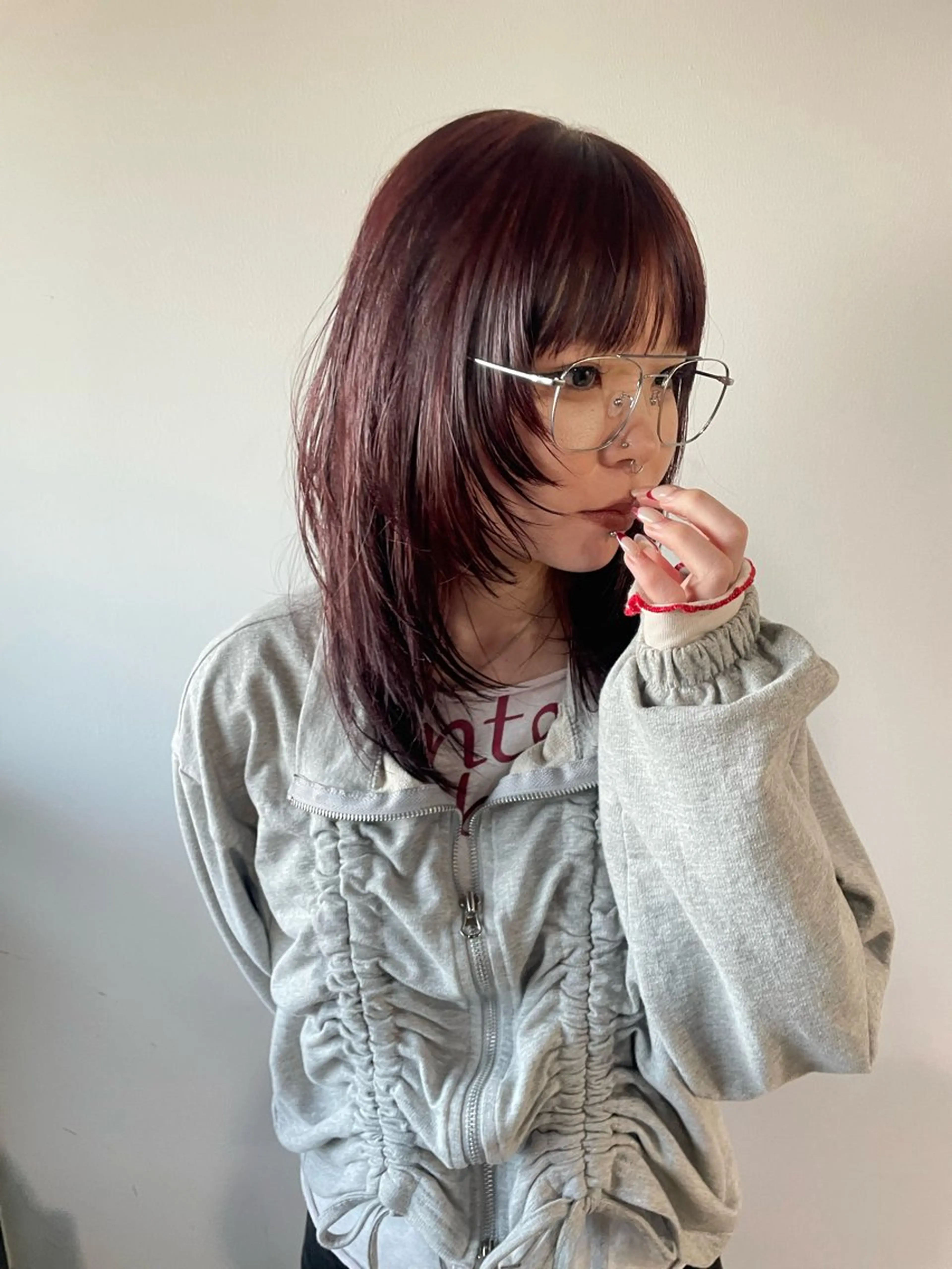 ミディアム カラー ダブルカラー ヘアカラー トリートメント カットモデル/ ハイトーン/ゆうあのヘアスタイル