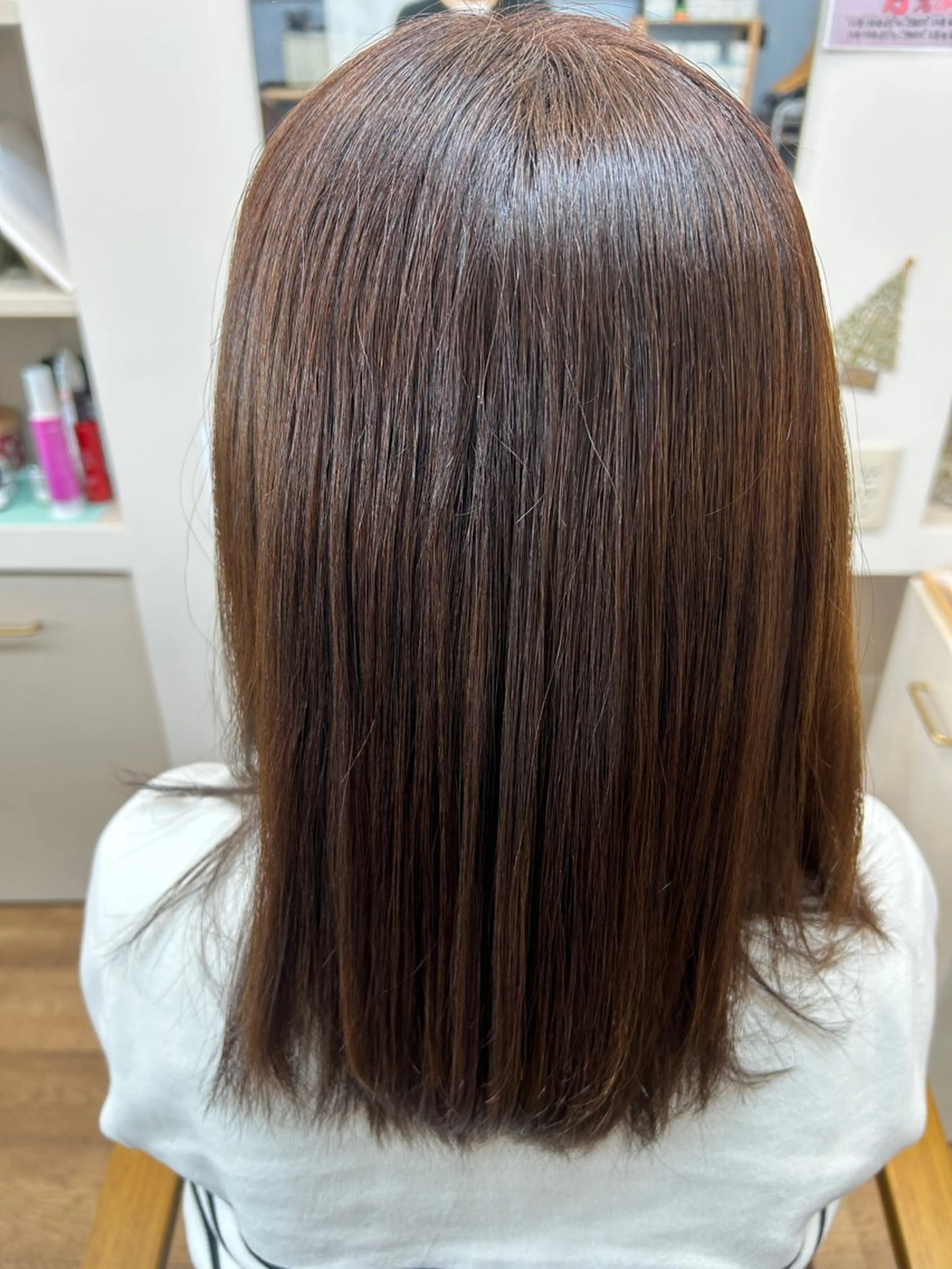 セミロング カラー パーマ 縮毛矯正 ストレートパーマ ヘアカラー 縮毛矯正 中野 未来のヘアスタイル