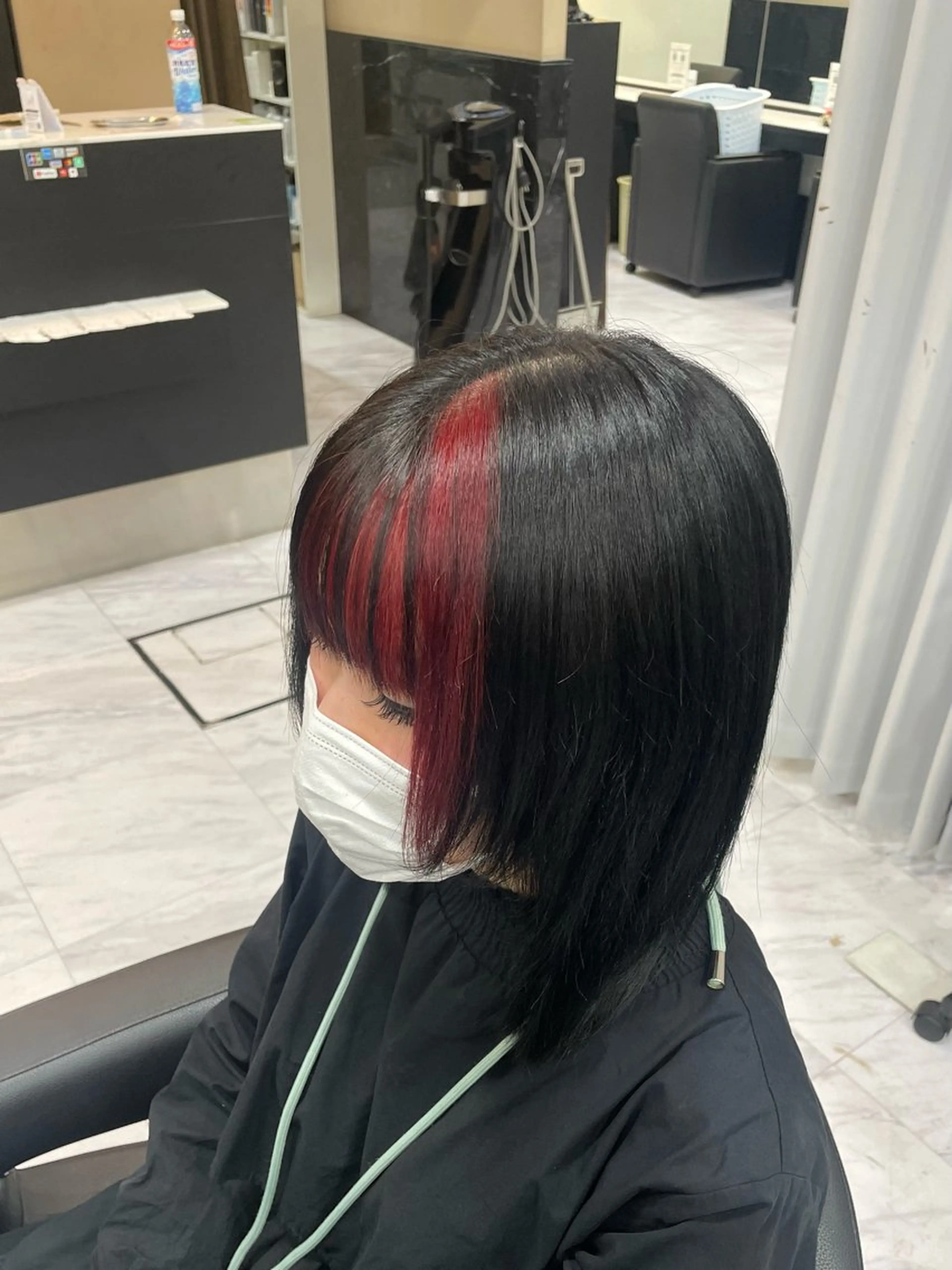 ミディアム カラー ミストバング 黒髪 ブリーチ デザインカラー イヤリングカラー REEED渋谷店所属・🍒KUMAGAI 🍒のヘアスタイル