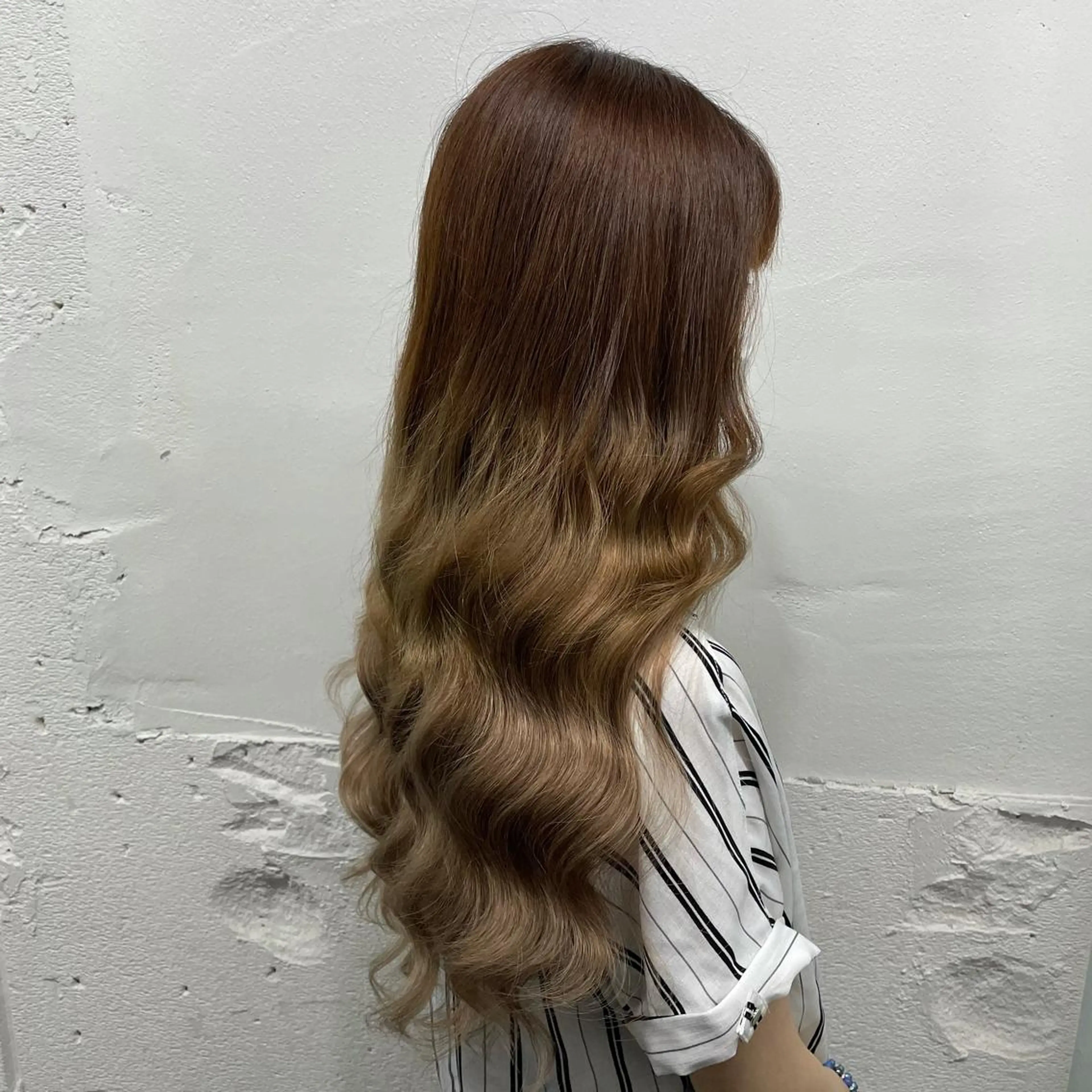 ロング カラー シールエクステ バレイヤージュ ミストバング ダブルカラー  フェイスフレーミング ヘアカラー エクステ 🧡艶髪ちゅるん髪 🫧🧡YUKI❄️のヘアスタイル
