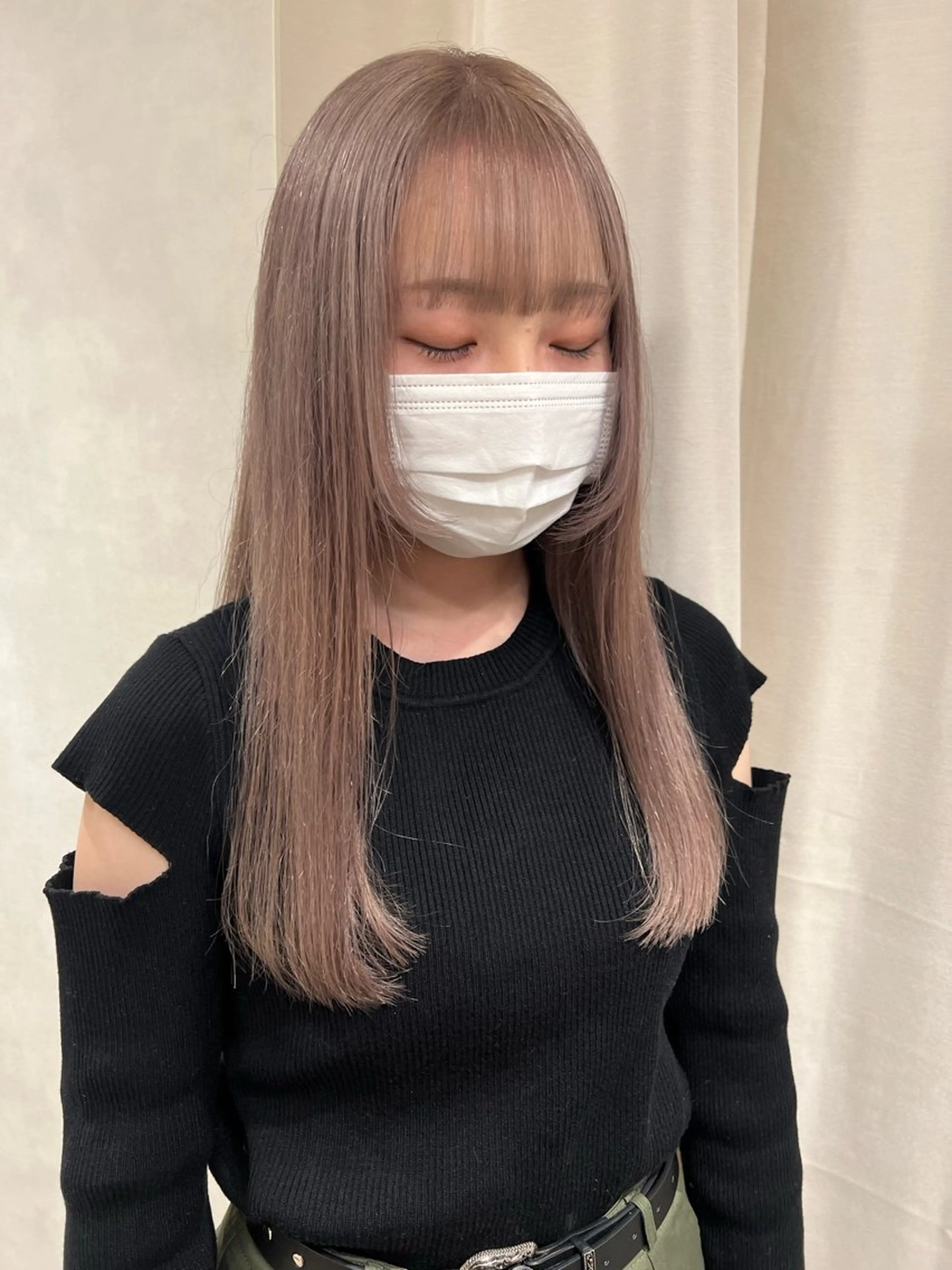 セミロング カラー ベージュカラー ミルクティーベージュ レイヤーカット/ボブ ウルフ/韓国ヘア🪄のヘアスタイル