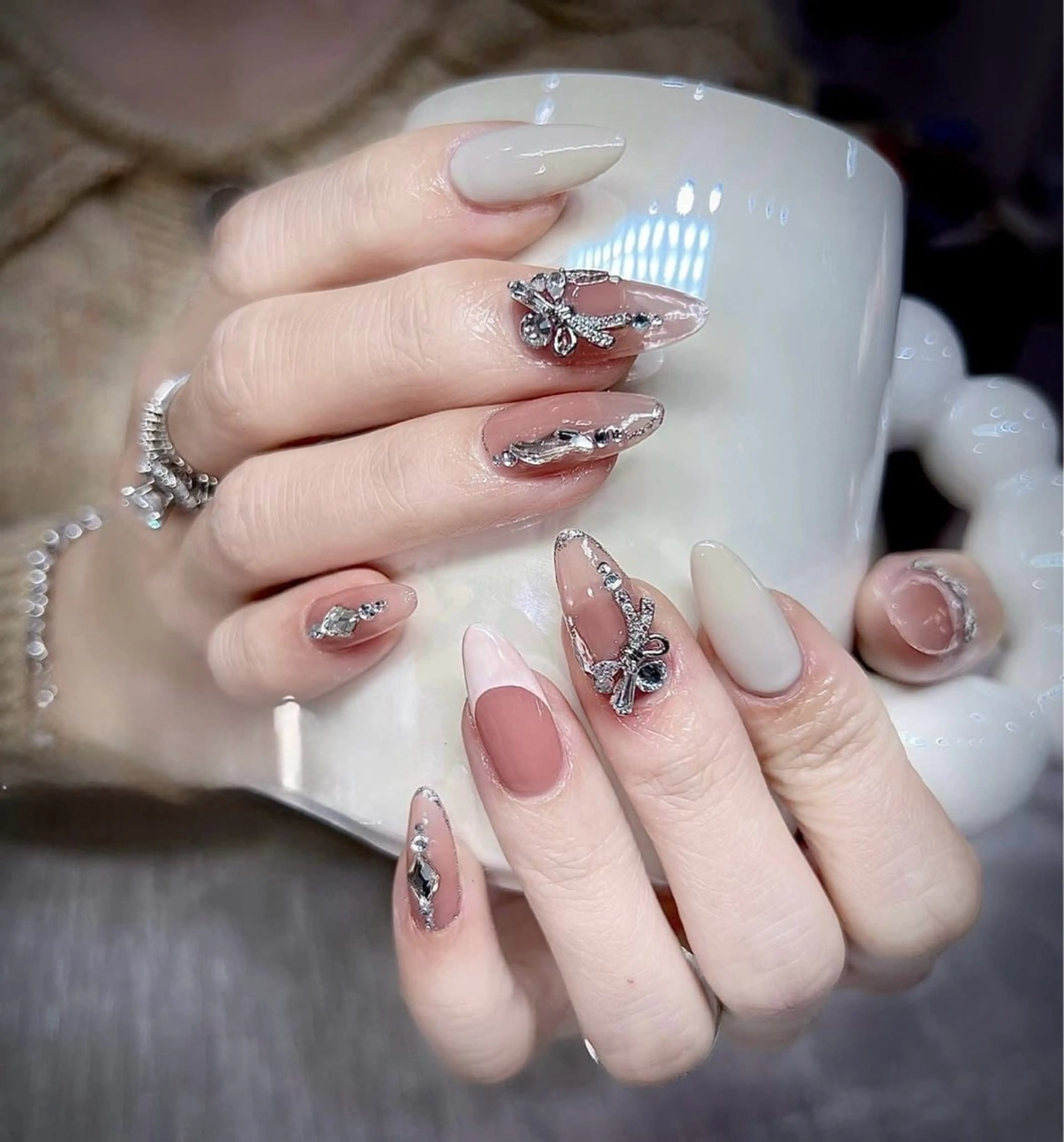 ネイル アートネイル オーロラネイル ブルー チークネイル フットネイル ハンドネイル NICY NAIL 池袋のネイルデザイン