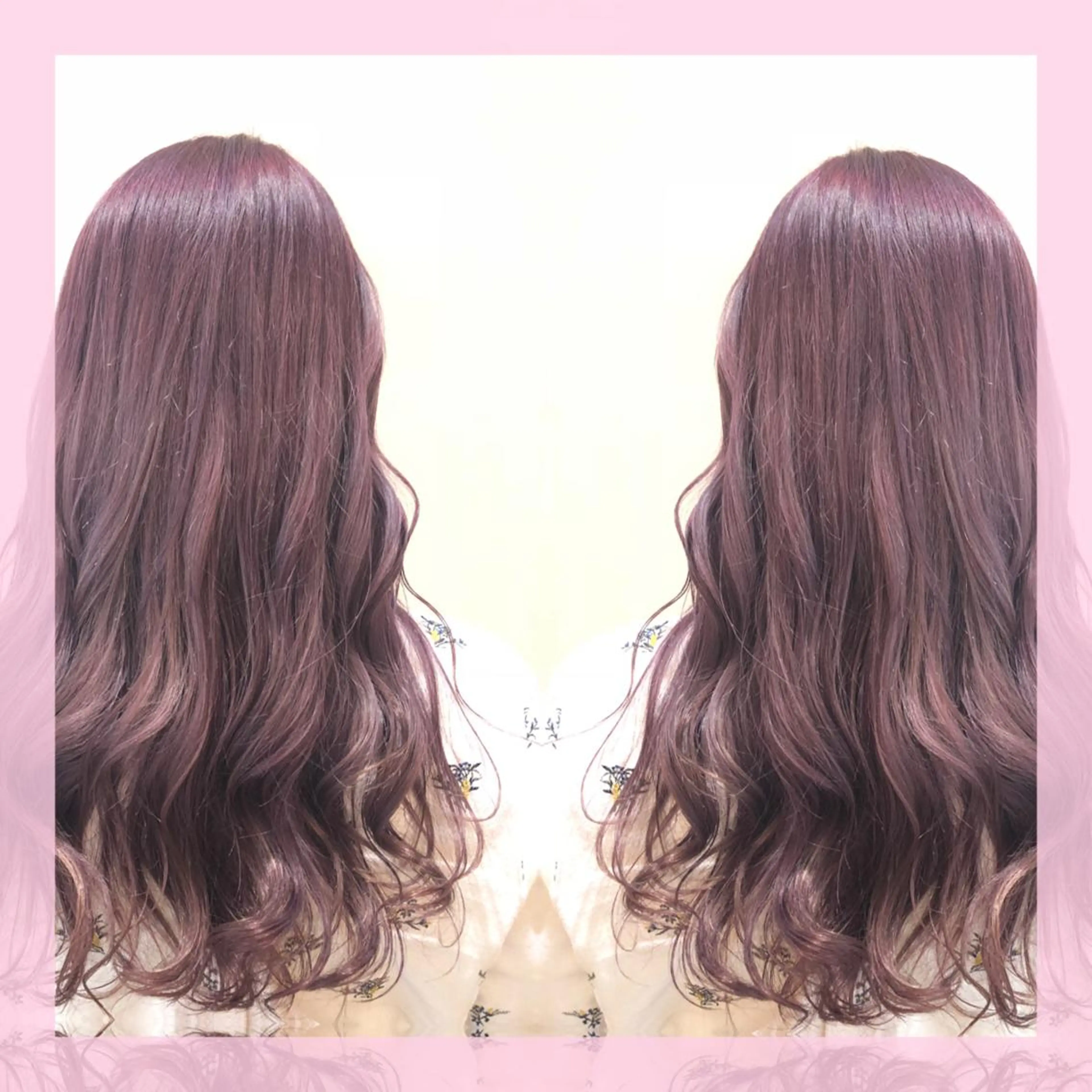 ロング カラー 透明感カラー ダブルカラー ピンクカラー バイオレットカラー カット ヘアカラー plum.所属・🍒前川 🍒のヘアスタイル