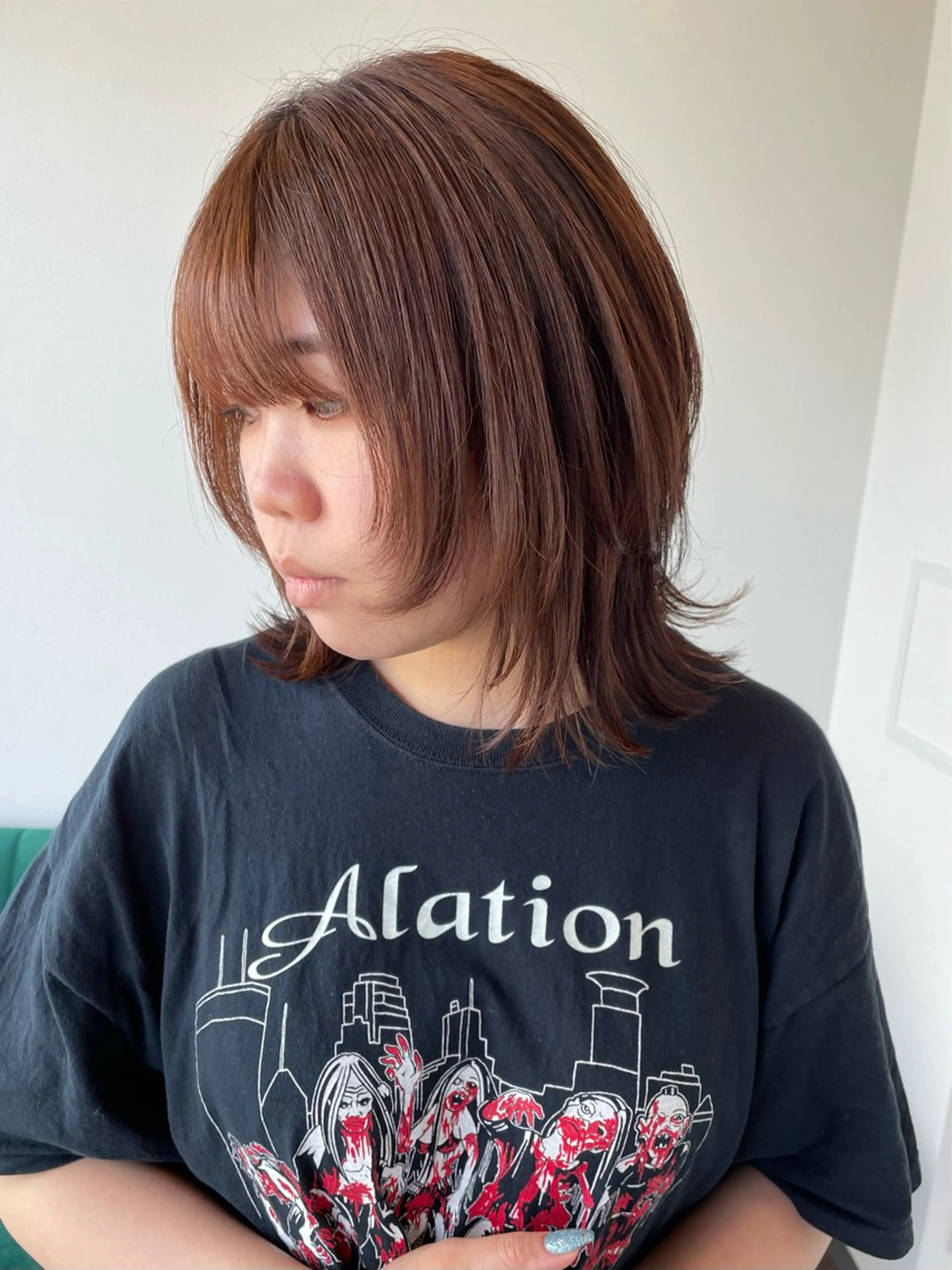 ミディアム ウルフカット 艶カラー🌙縮毛矯正 /ボブ【Reina】のヘアスタイル