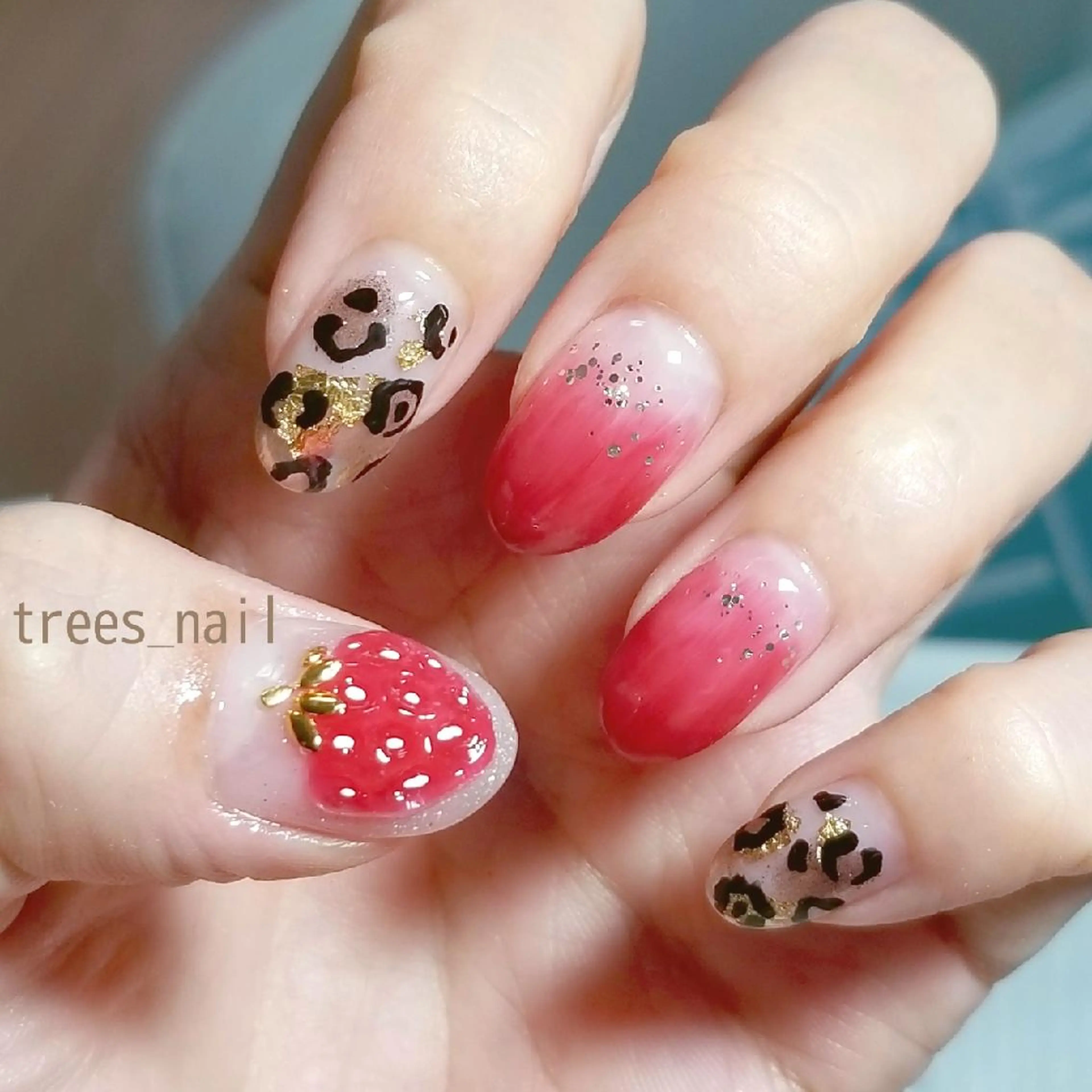 ネイル 赤色 trees_ nailのネイルデザイン
