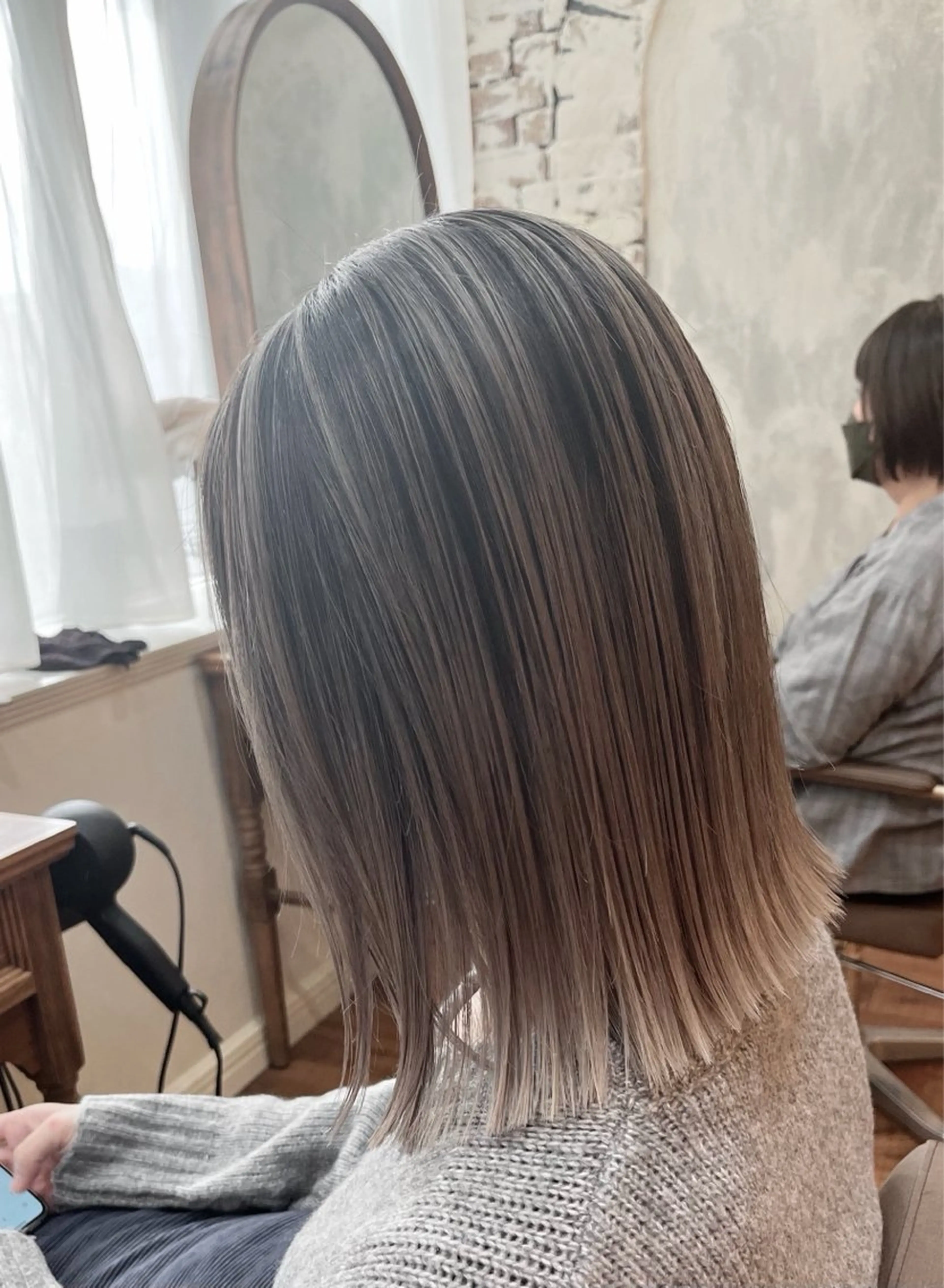 ミディアム 切りっぱなしボブ ボブ ハイライト 髪質改善/透明感艶 カラー/💎まな💎のヘアスタイル