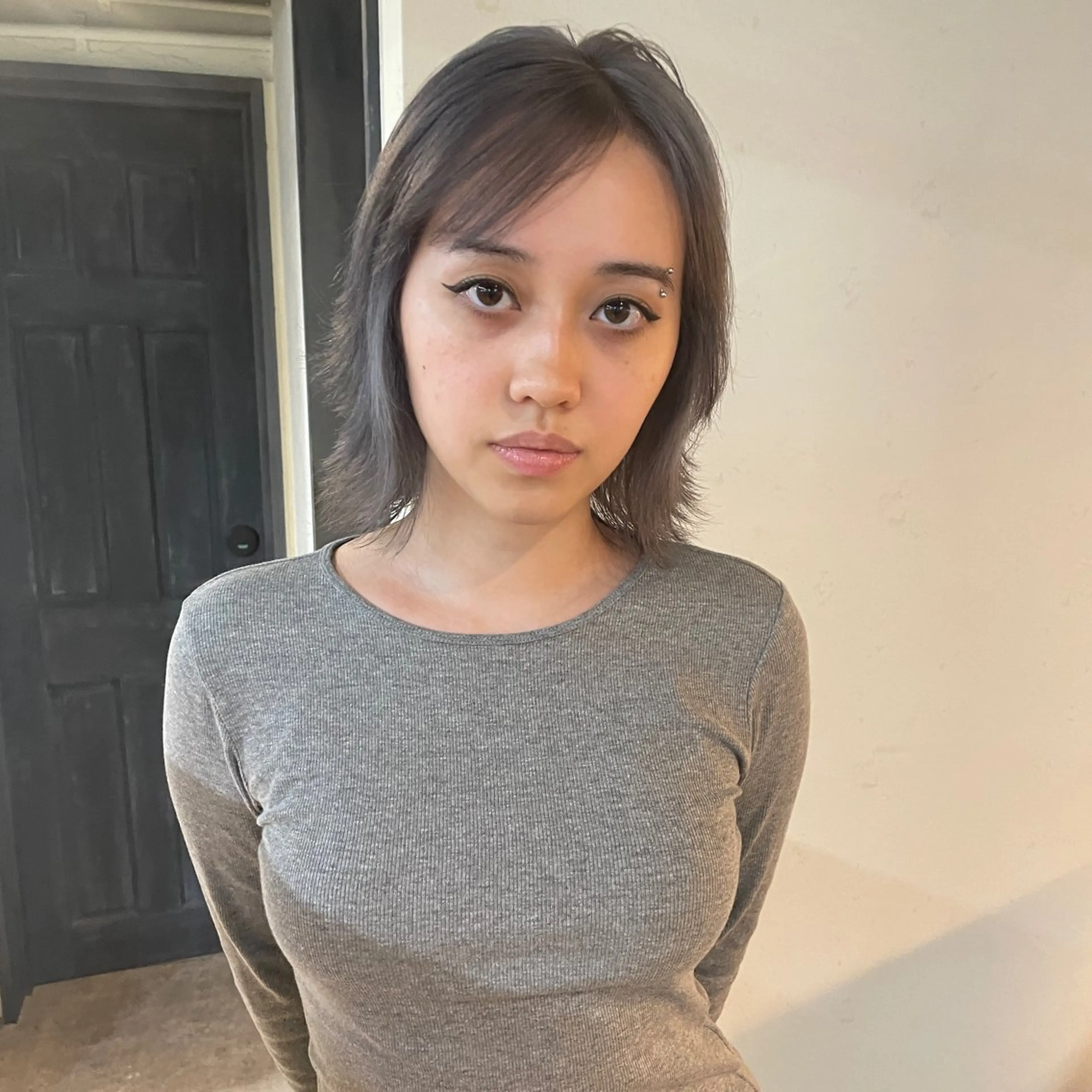 ミディアム カラー レイヤーカット カット ヘアカラー トリートメント 野村矩樂/パーマ /縮毛矯正のヘアスタイル