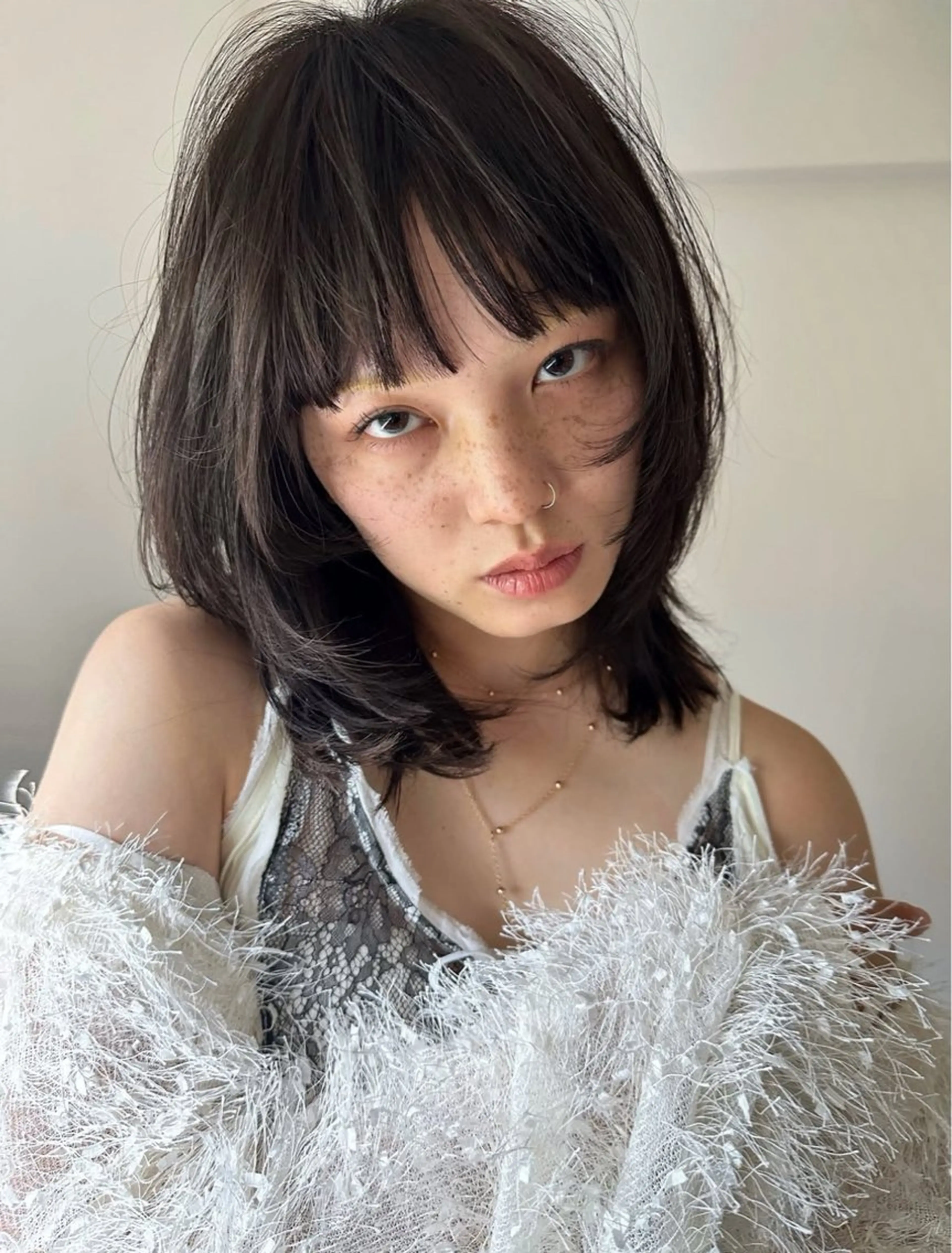 ミディアム カラー ウルフカット カット ヘアカラー パーマ /レイヤー 榛地渉馬 /矢場町のヘアスタイル