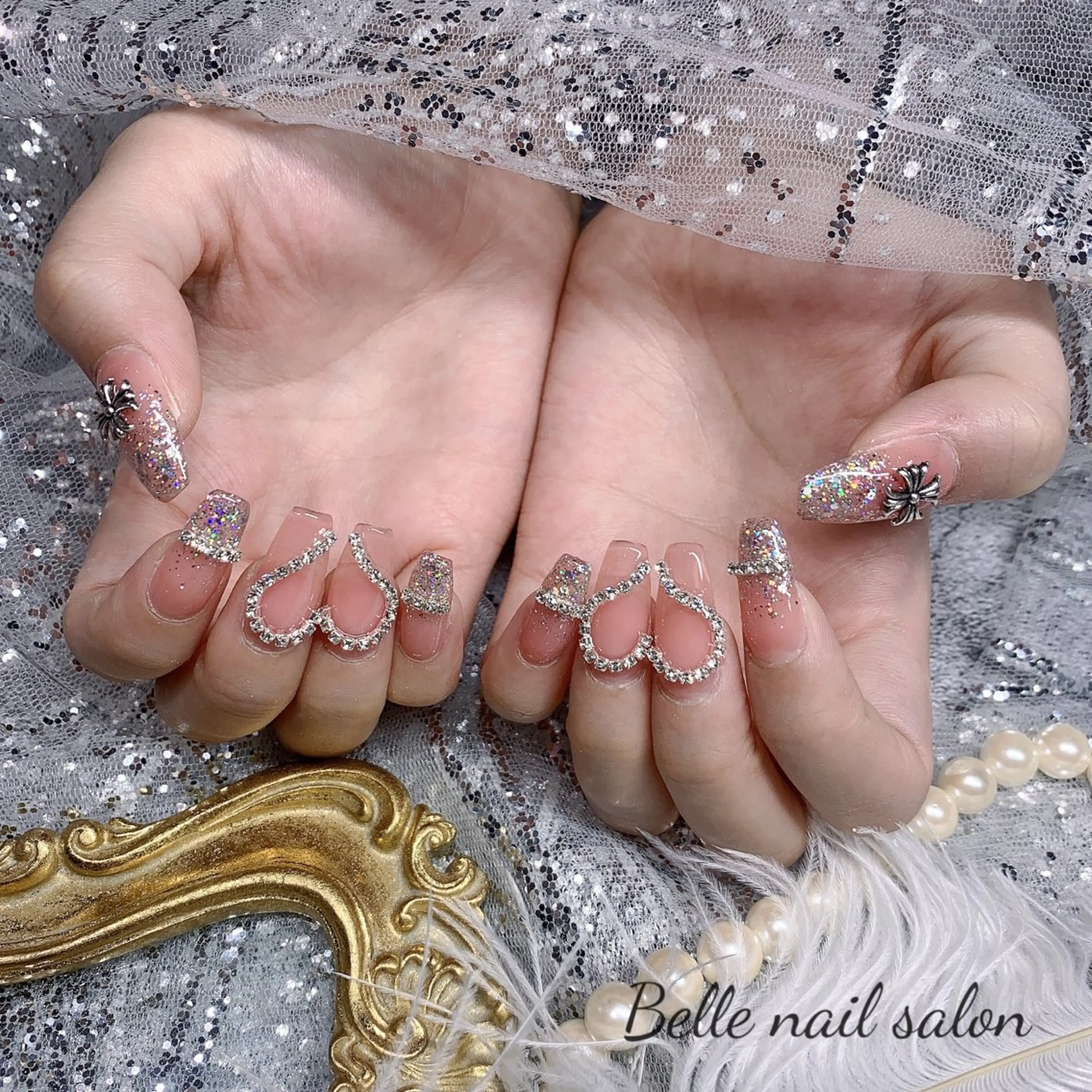 ネイル オーロラネイル フットネイル 韓国ネイル ラメ(グリッター) ラメグラデーション Belle nail salon 新小岩のネイルデザイン
