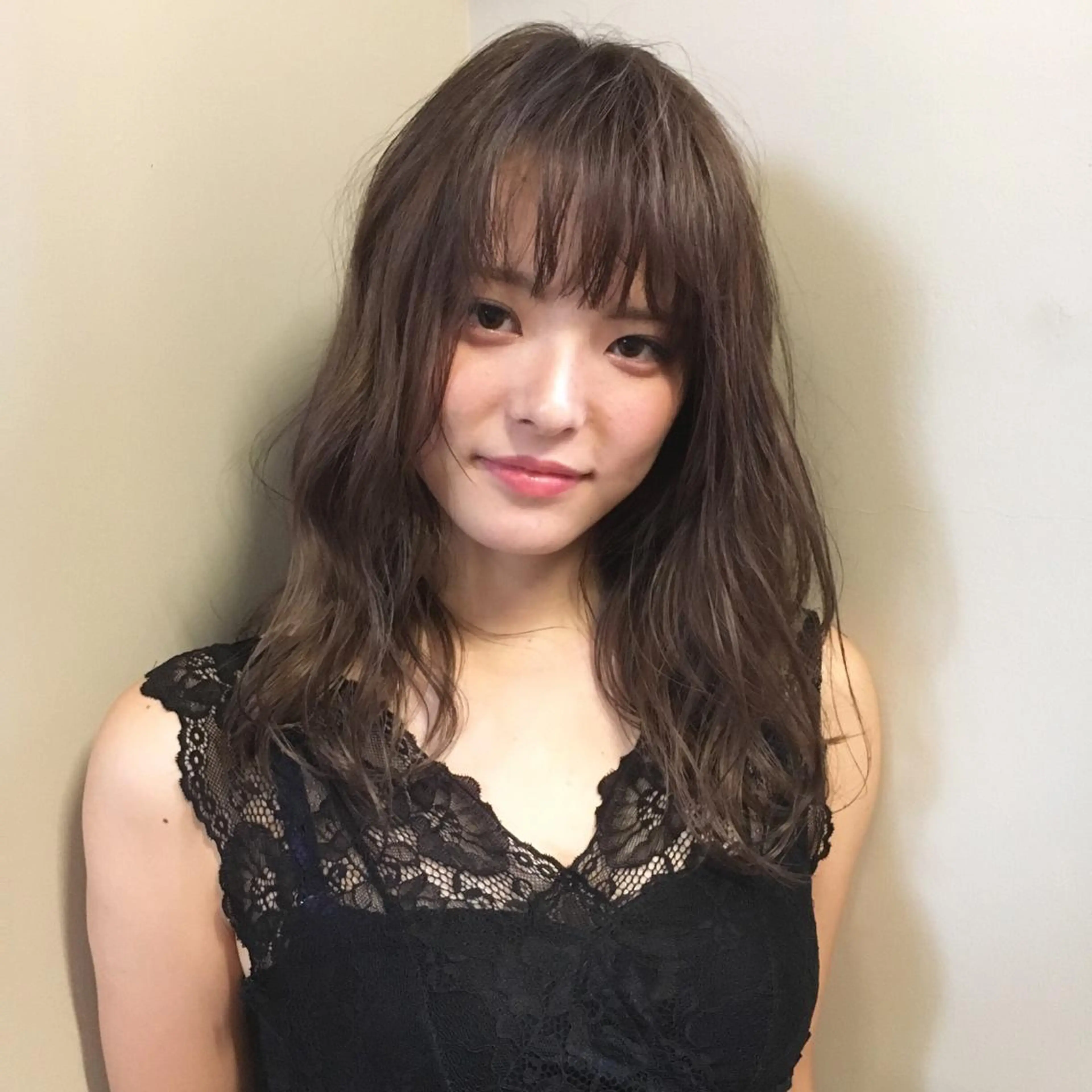 セミロング カラー アッシュ アッシュブラウン ブラウンカラー 薬院:今泉/上川美幸 ボブ/顔周りレイヤーのヘアスタイル