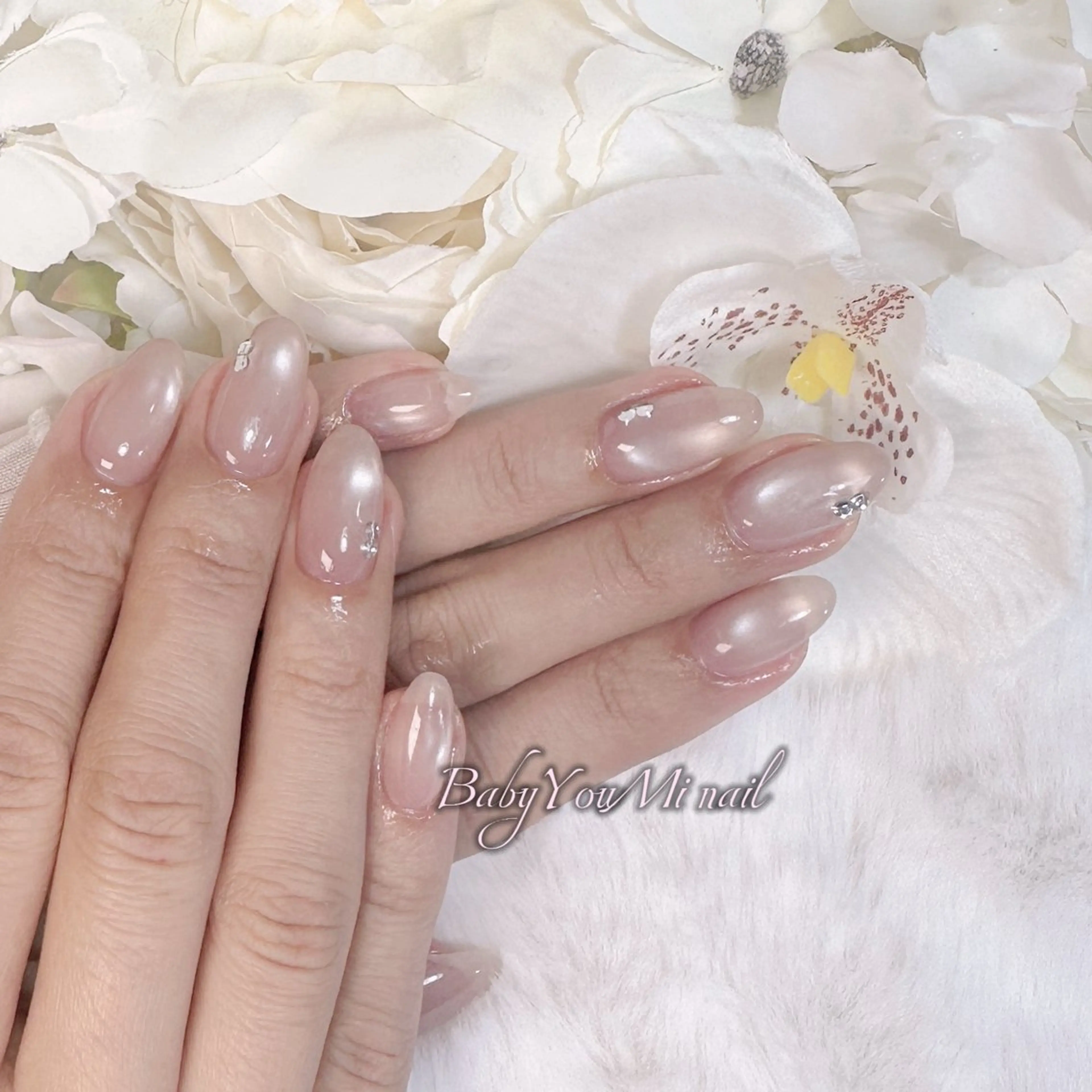 ネイル オーロラネイル 成人式 フットネイル フレンチネイル ジェルネイル ハンドネイル BabyYouMi nailのネイルデザイン
