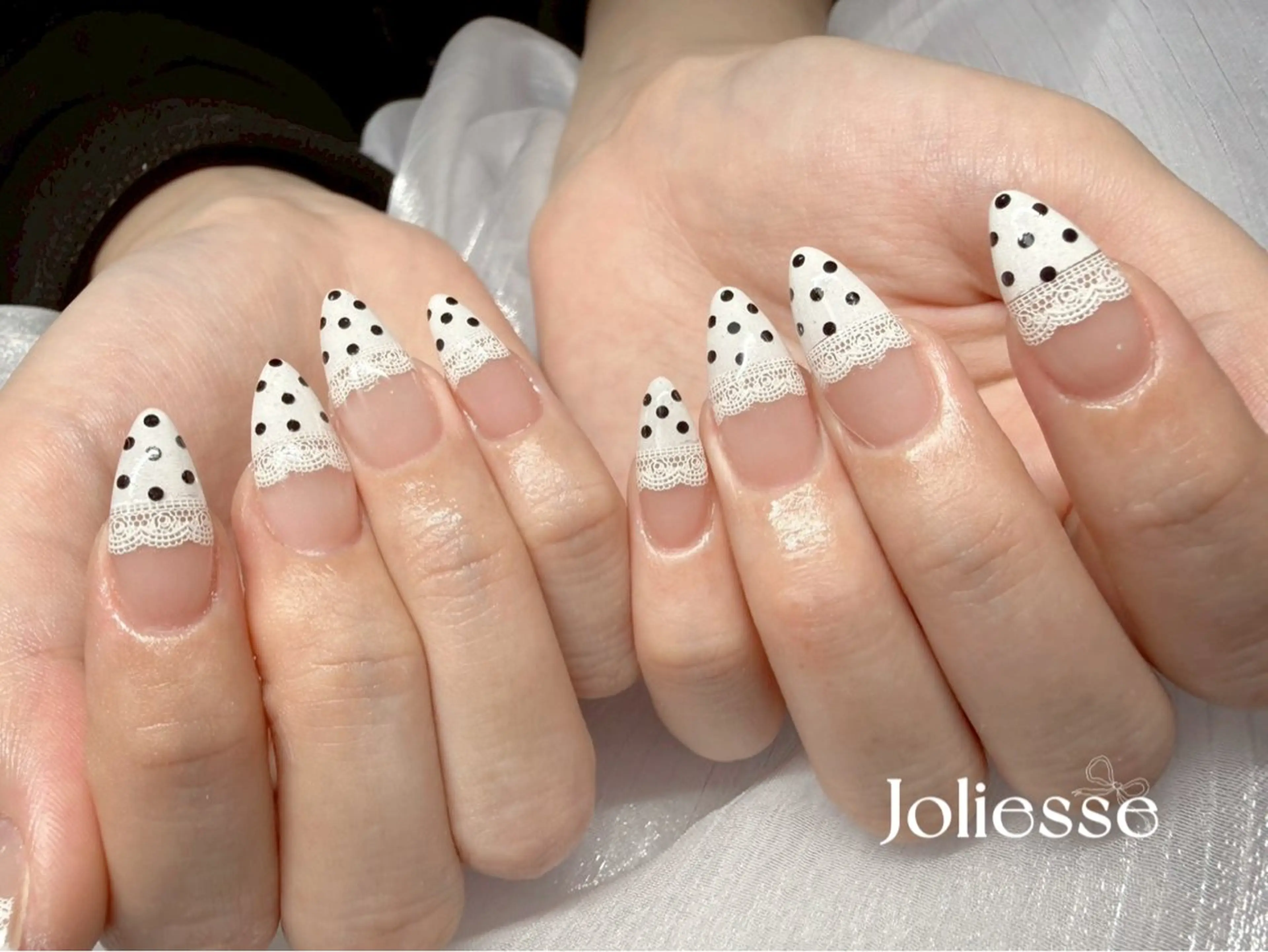 ネイル ドット フレンチネイル レース Joliesse nail salonのネイルデザイン