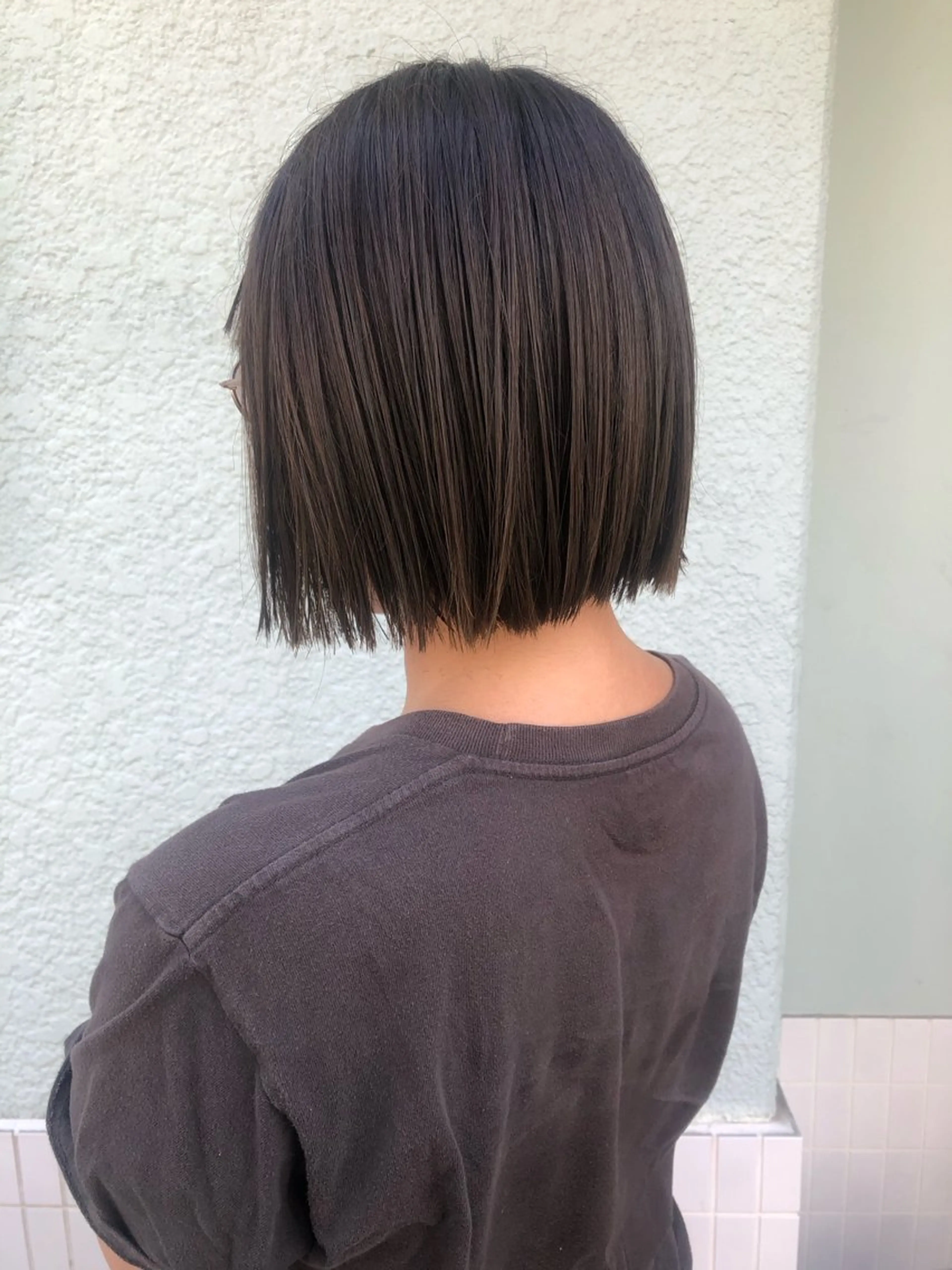 ショート 切りっぱなしボブ アッシュ ボブ Saloクルミ/ パーマモデル☁️のヘアスタイル