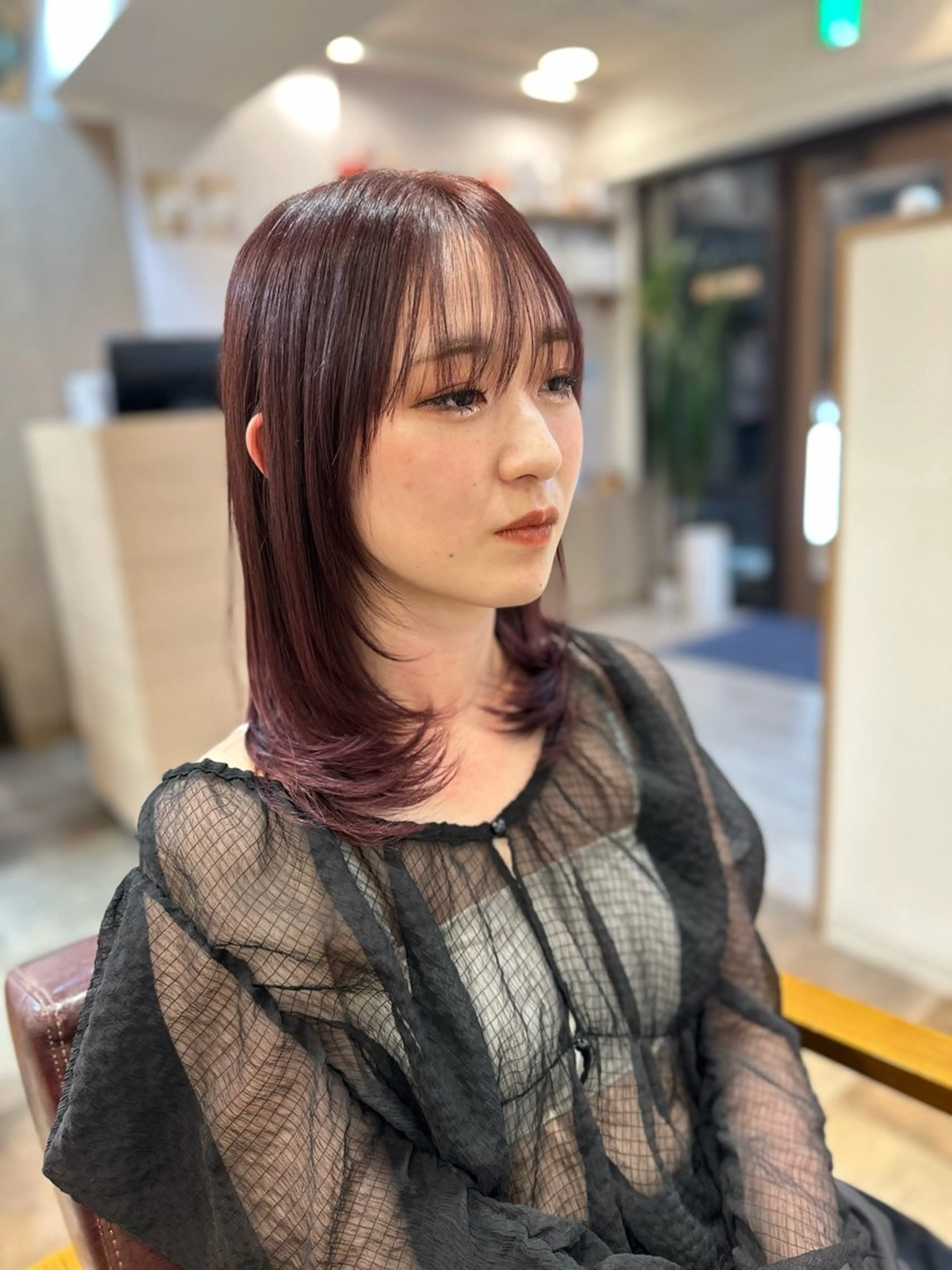 セミロング カラー ラベンダーカラー ピンクカラー ピンクラベンダー レイヤーカット 韓国風🇰🇷レイヤ ーKEI🇰🇷のヘアスタイル