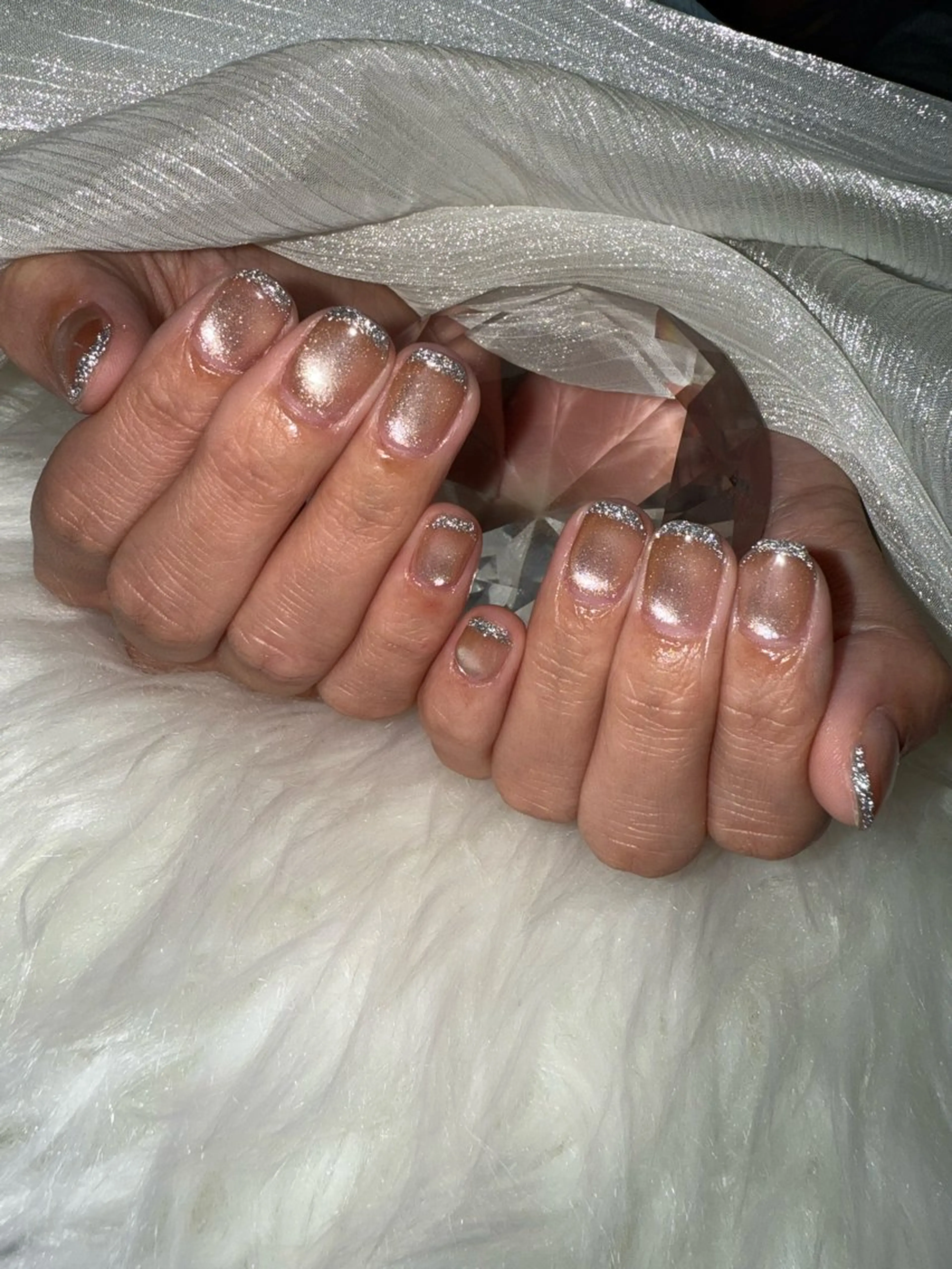 ネイル フレンチネイル ラメ(グリッター) マグネットネイル オフィスネイル ハンドネイル nail Haruのネイルデザイン