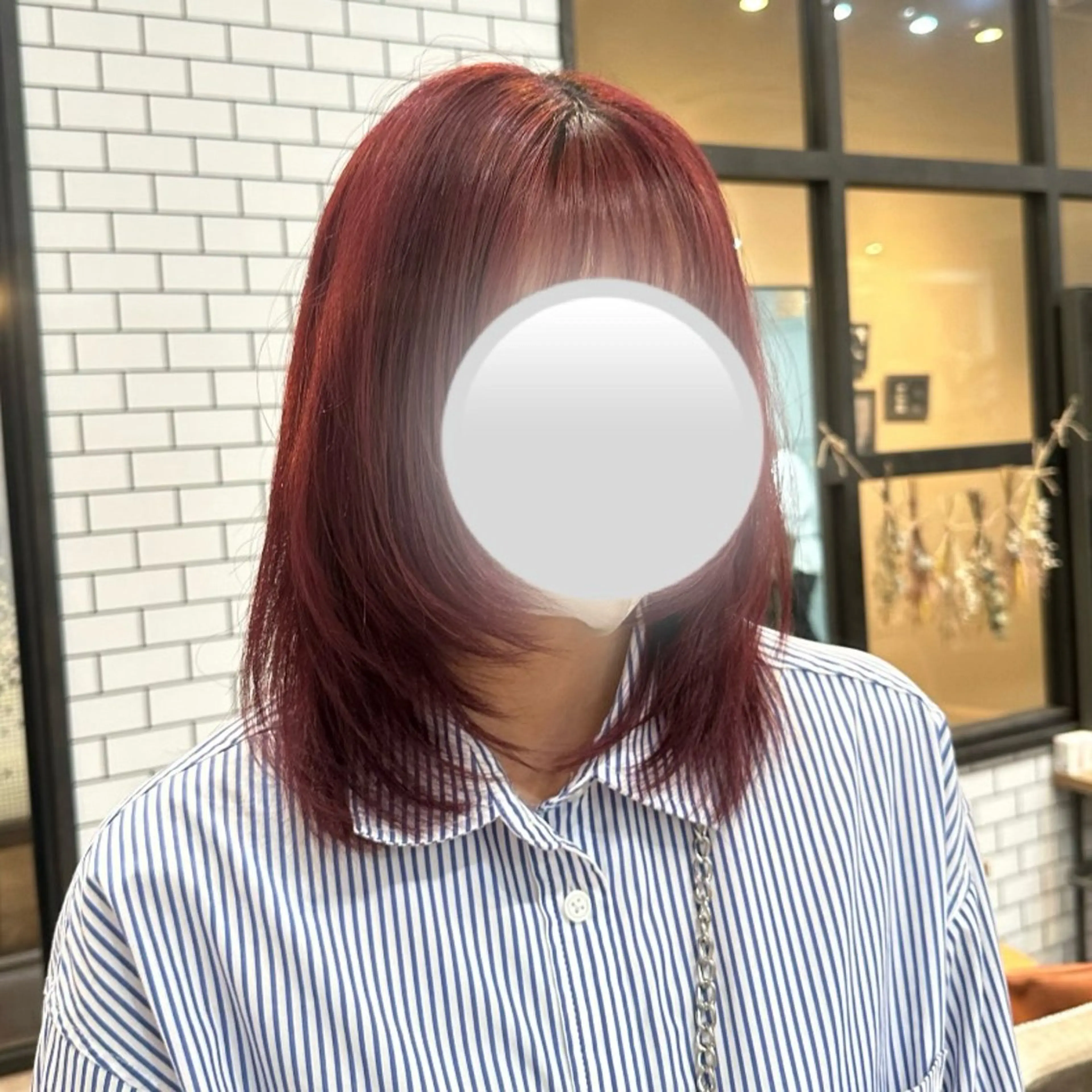 ミディアム カラー 顔周りカット Sara newi 🎀透明感🎀のヘアスタイル