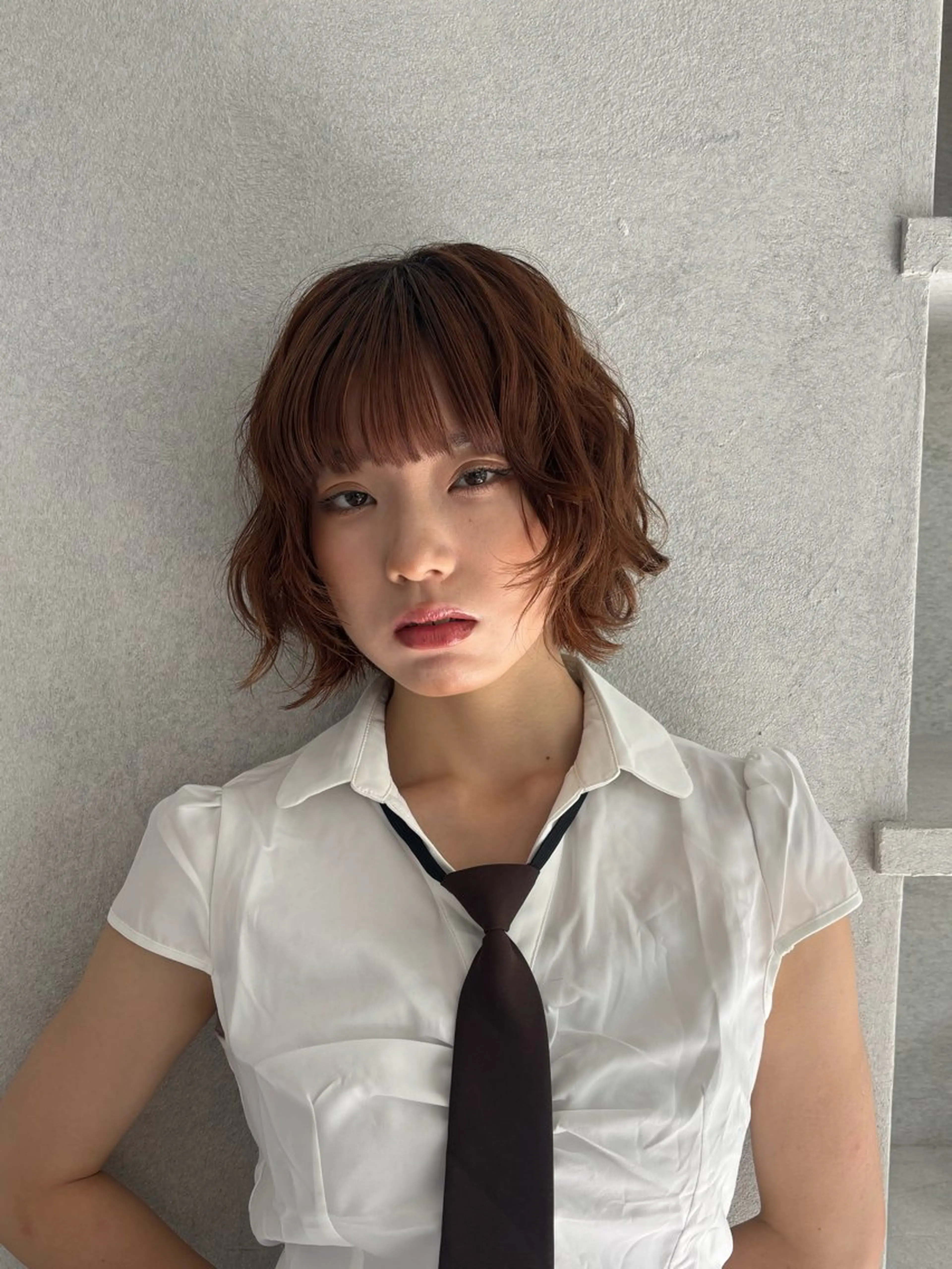 ミディアム カラー パーマ MOE /艶感カラー /韓国風スタイルのヘアスタイル