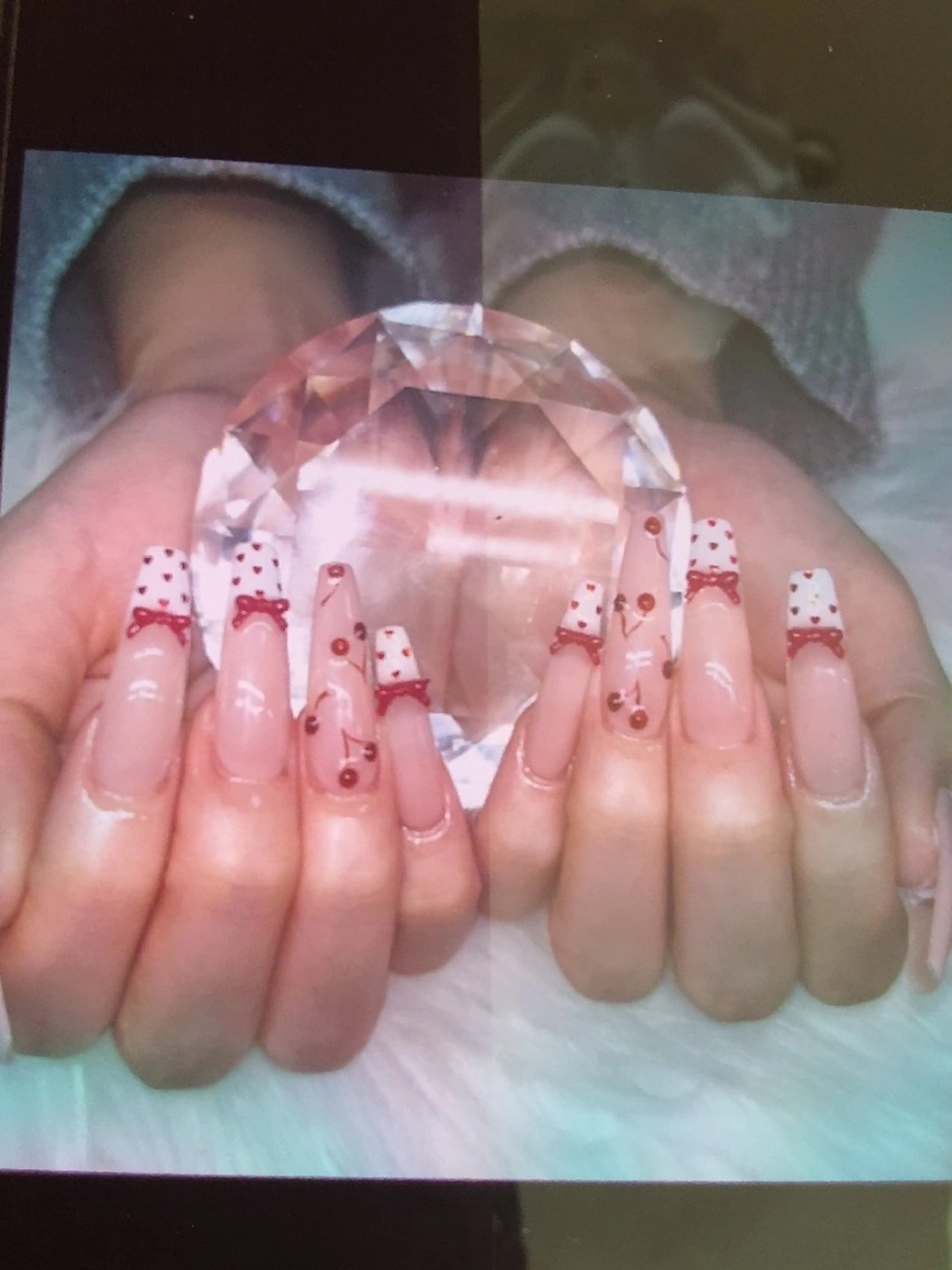 ネイル 長さ出し キラキラネイル ロングネイル 冬ネイル クリスマス Smile nails92のネイルデザイン