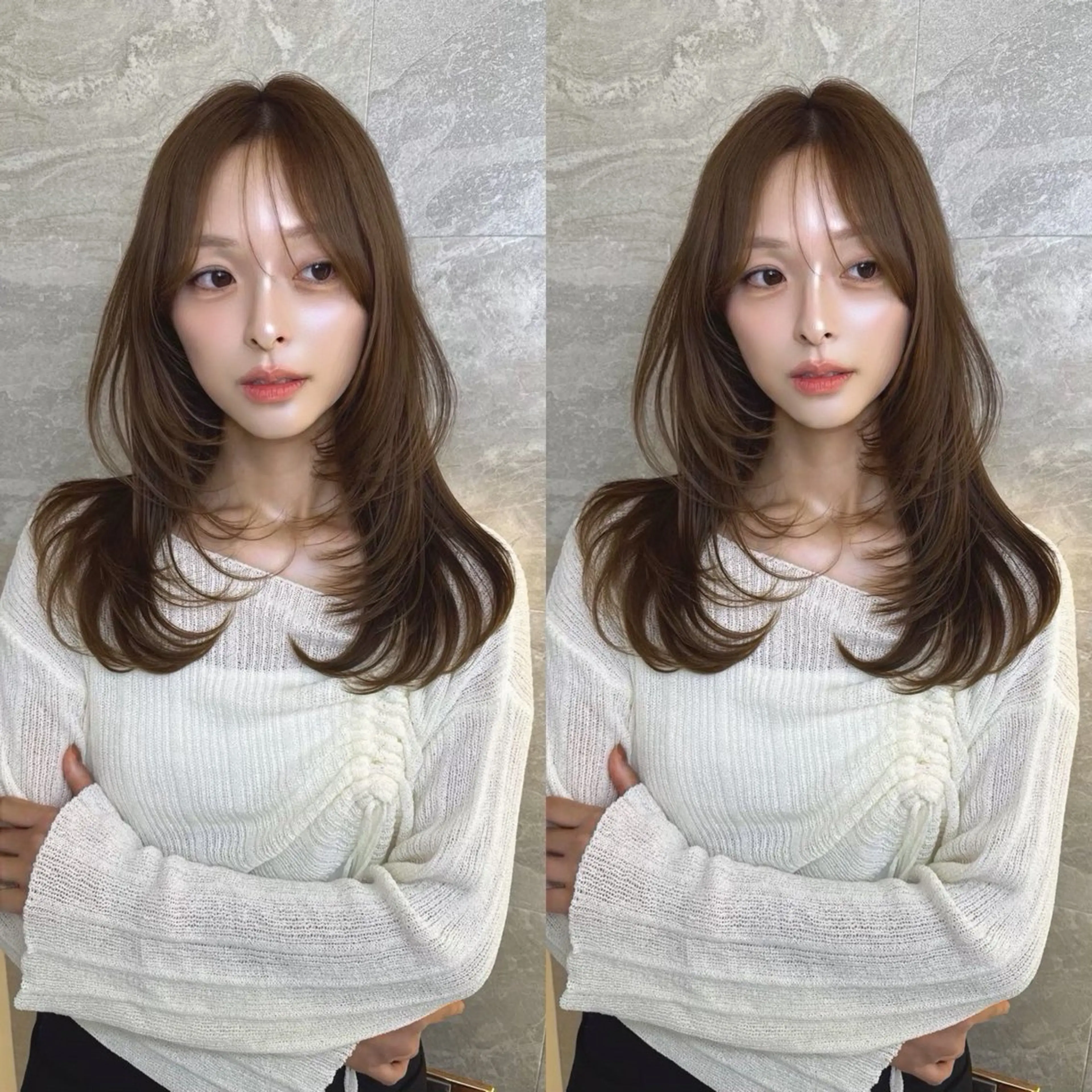 セミロング カット ヘアカラー トリートメント 小顔カット×艶髪✨× 縮毛矯正/Jirouのヘアスタイル