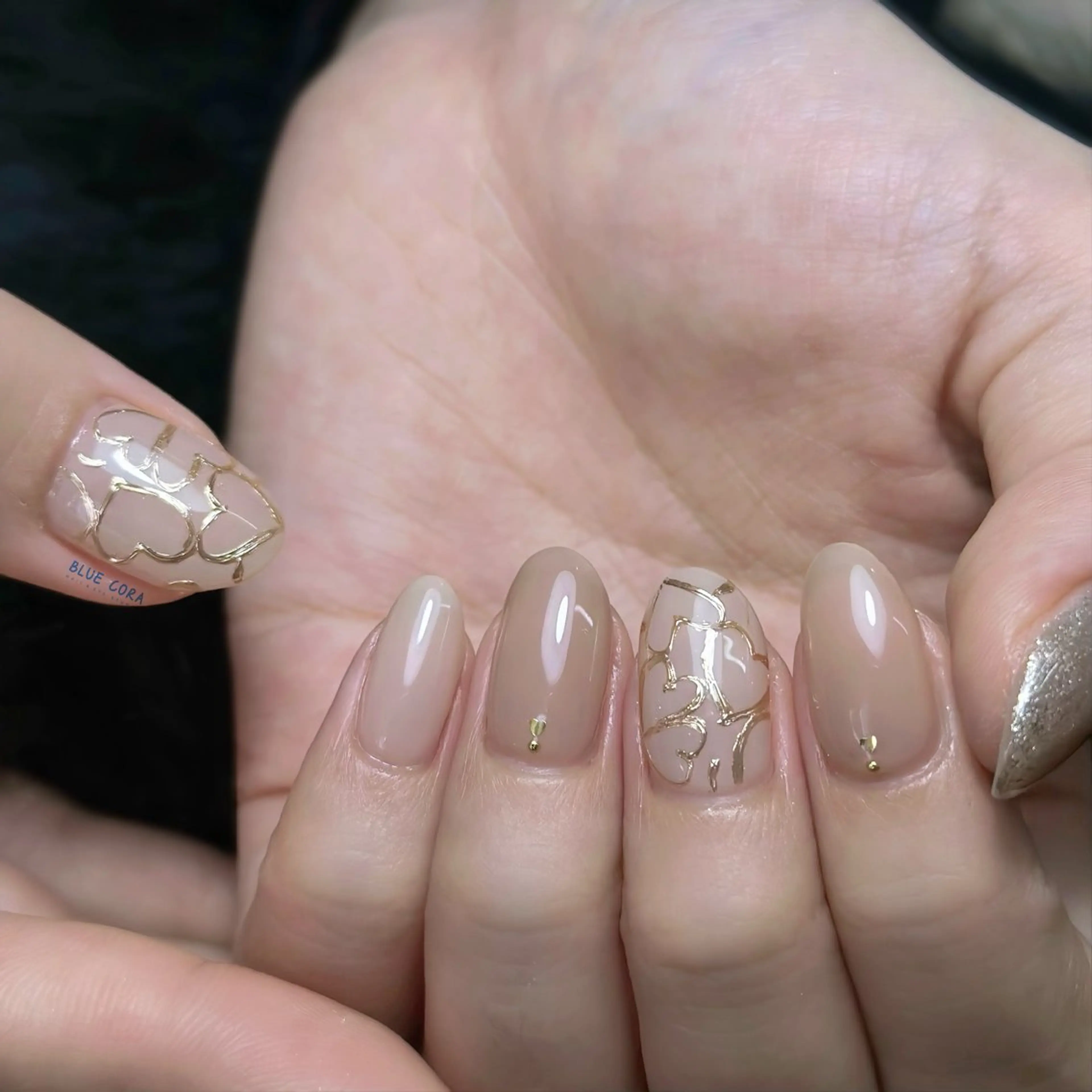 ネイル クリアネイル ラメ(グリッター) ミラーネイル BLUE CORAのネイルデザイン