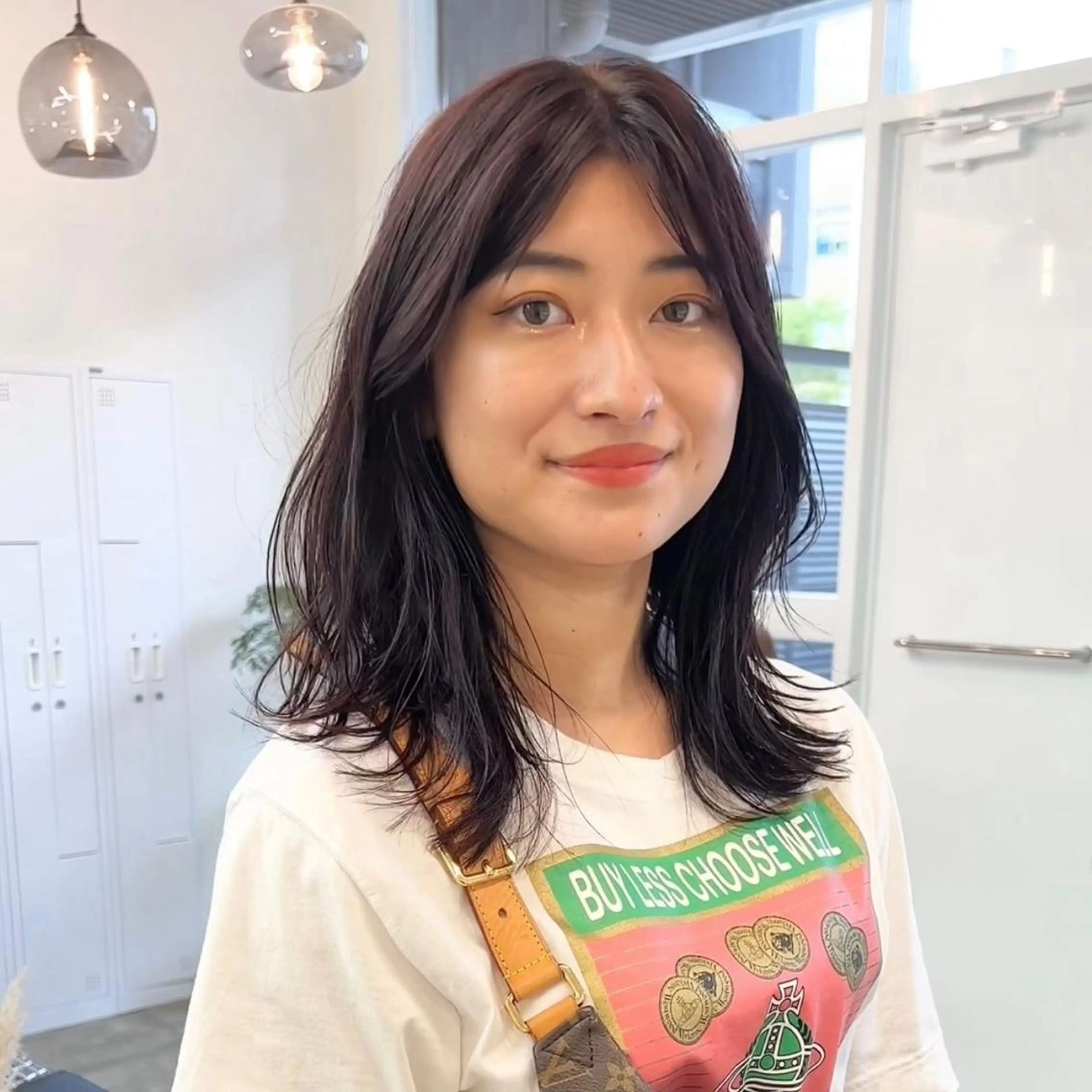 ミディアム カラー カット クロスパーマ× 透明感カラー✂︎のヘアスタイル