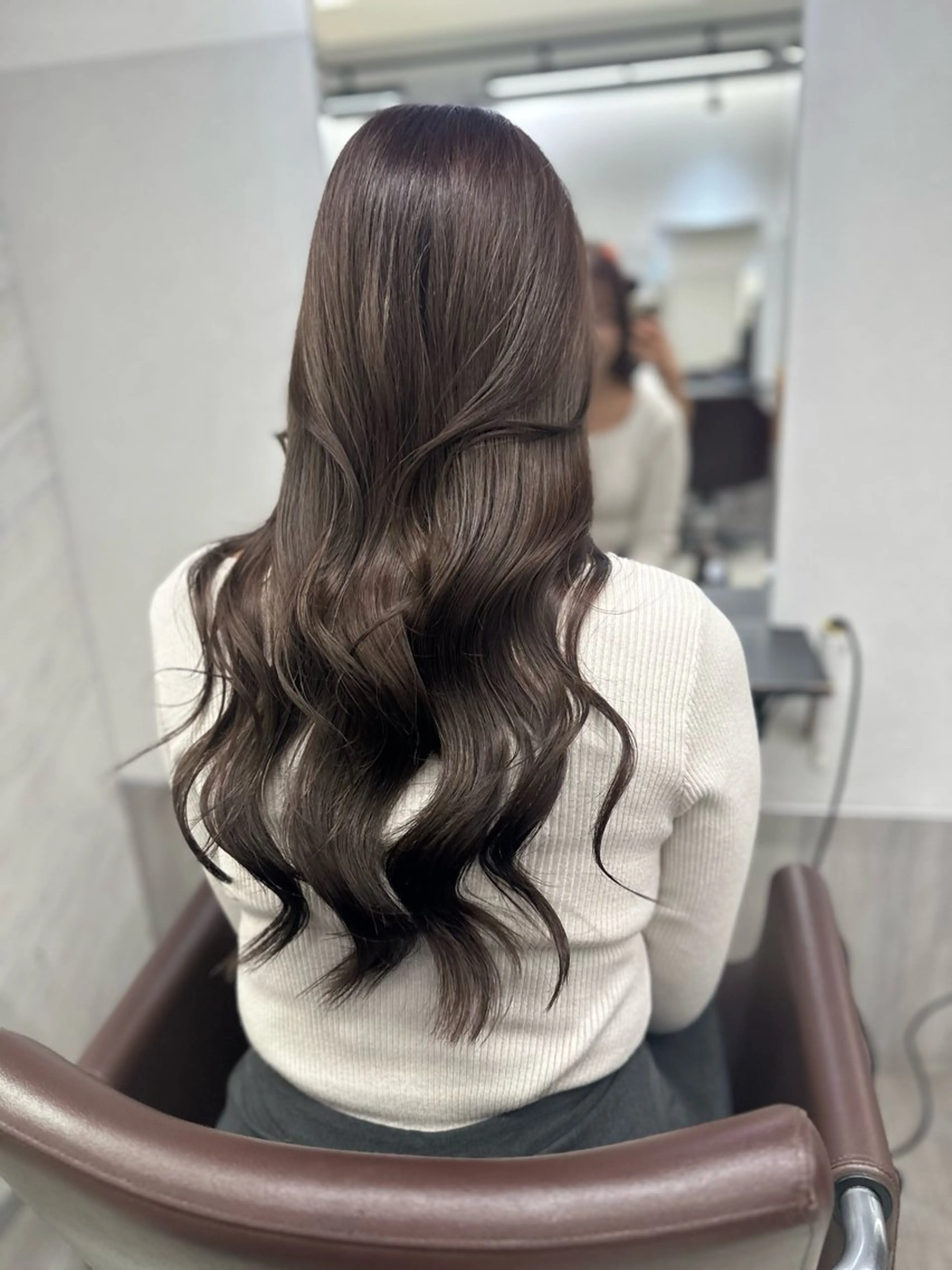 ロング カラー ラベンダーカラー ヘアカラー AiM エイム　韓国レイヤーのヘアスタイル