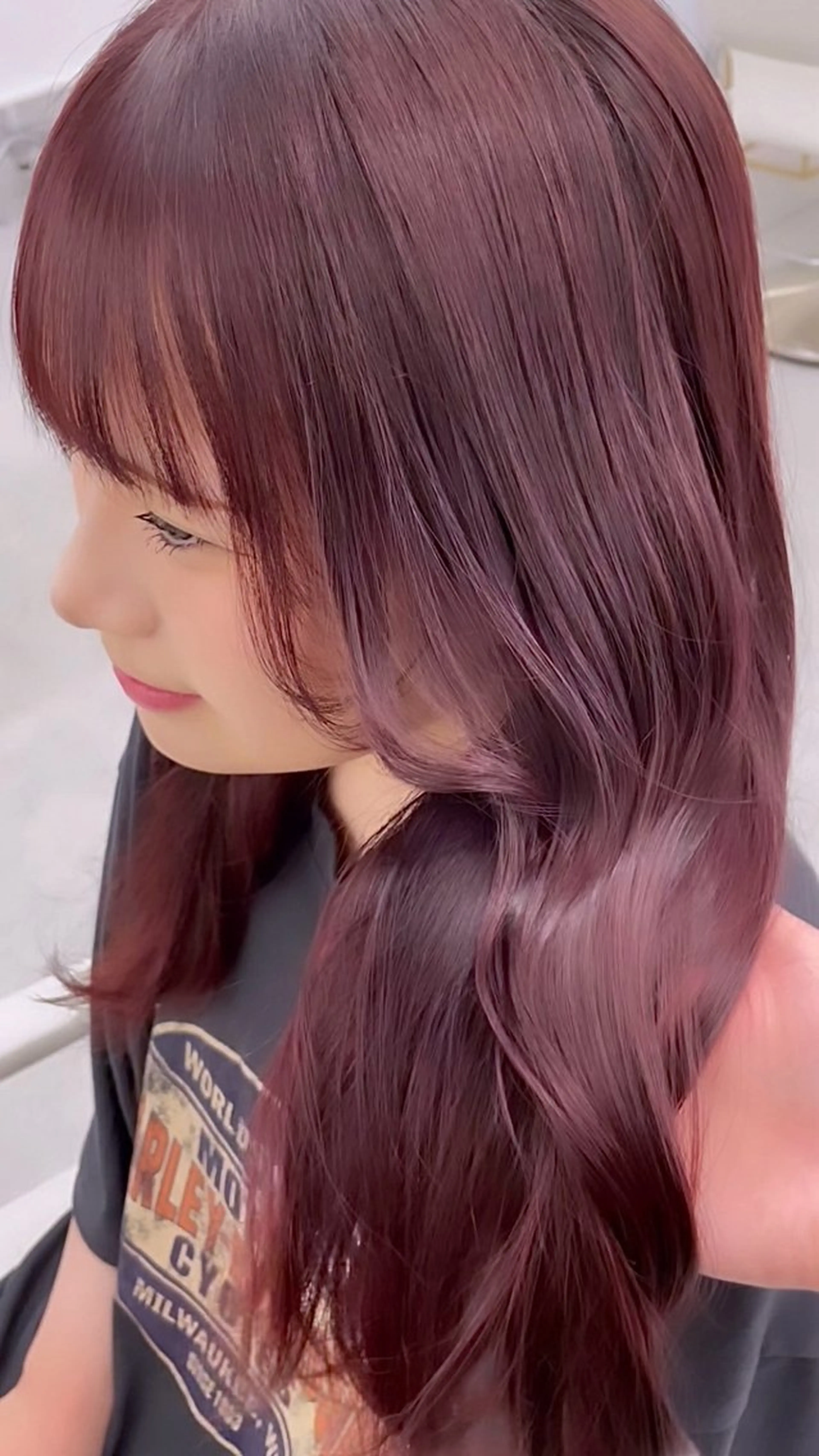 セミロング カラー ラベンダーカラー ピンクカラー ピンクラベンダー 黒田 優里 🎀🫧のヘアスタイル