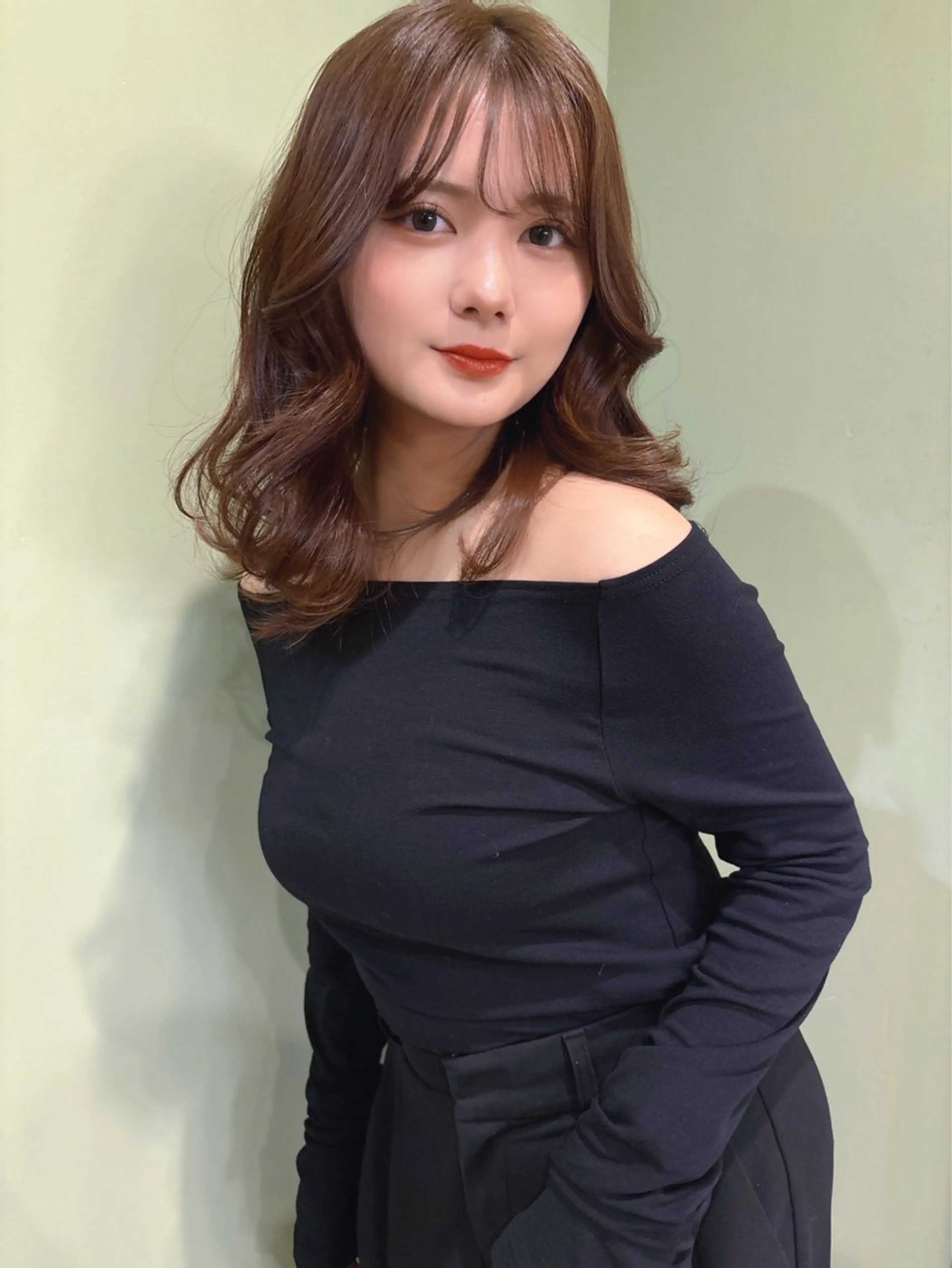 ミディアム レイヤー/韓国縮毛 矯正/nanokaのヘアスタイル