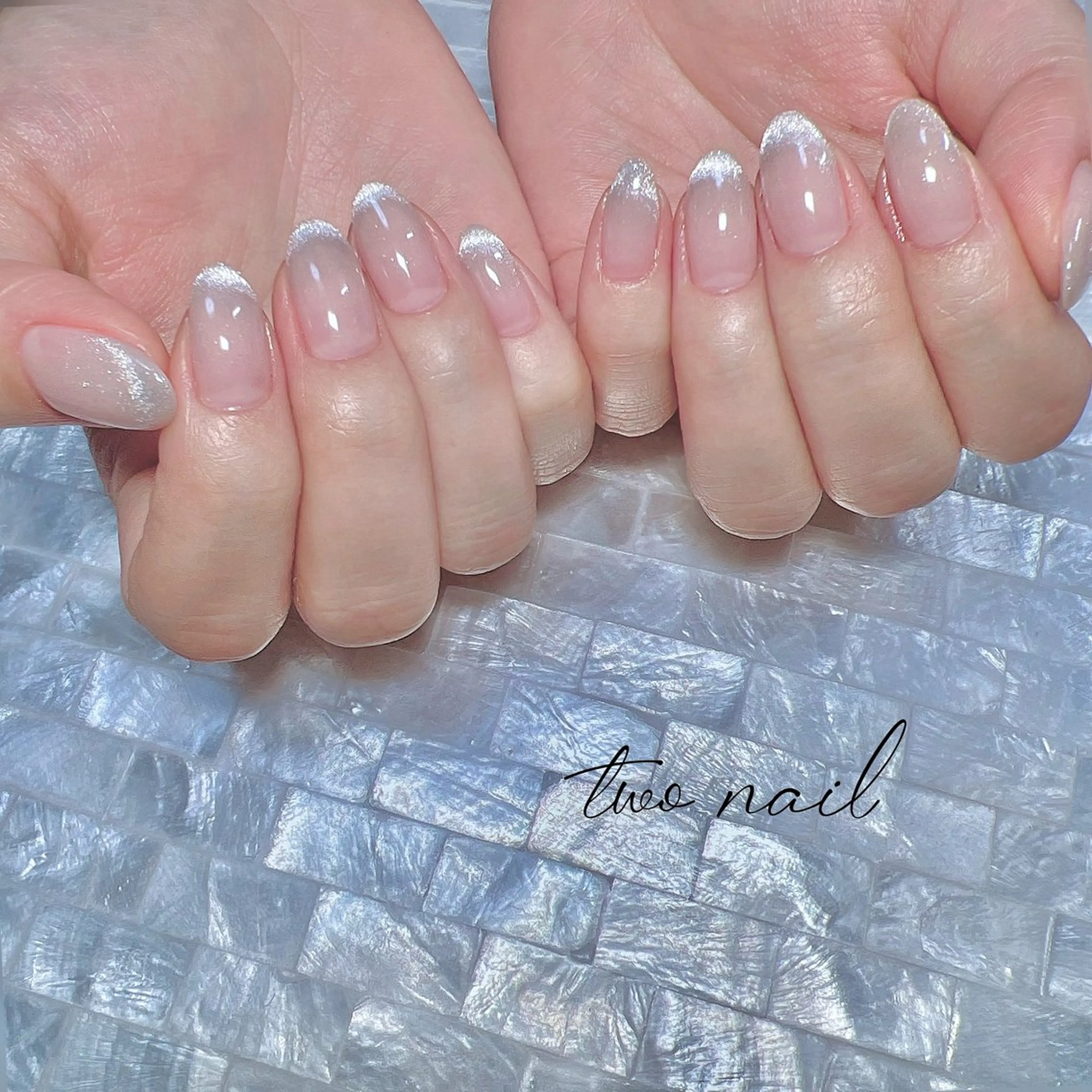 ネイル アートネイル マグネットネイル ネイルチップ ホワイト ハンドネイル two nailのネイルデザイン