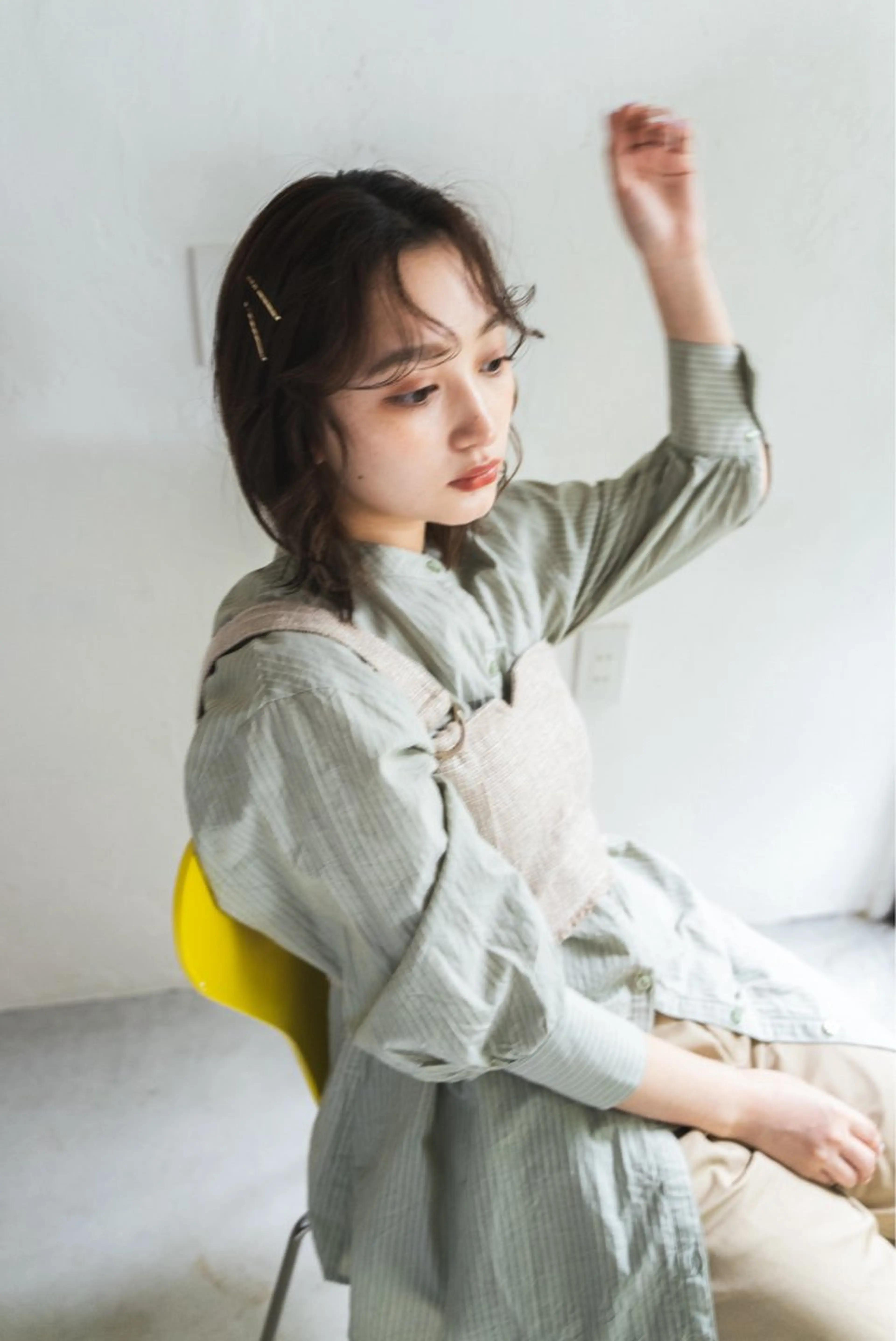 ミディアム コテ巻き/パーマ/艶 透明感/荻原凜太郎のヘアスタイル